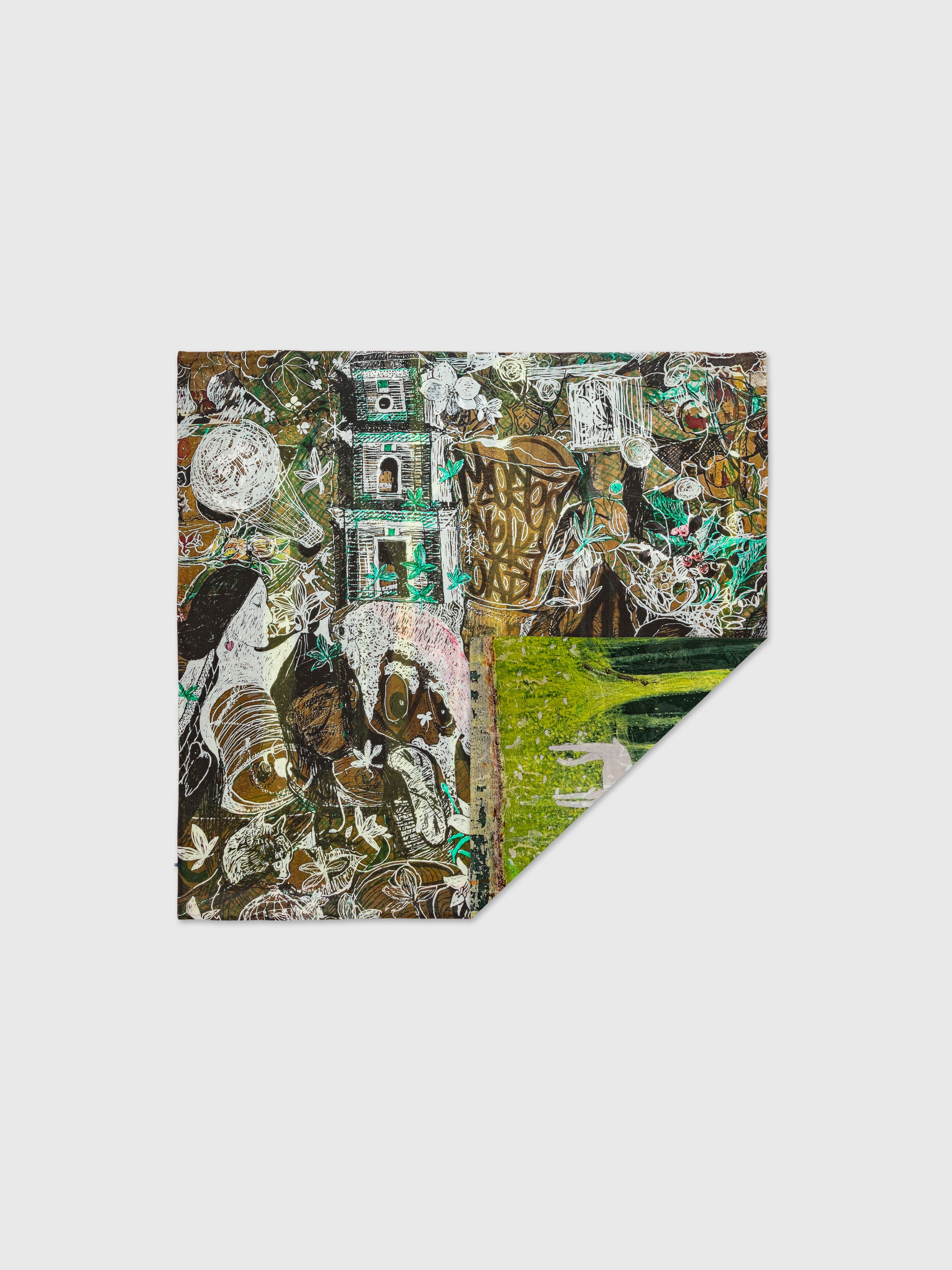 Talking Walls Ava Woods - Scratch Double face square scarf woods scratch