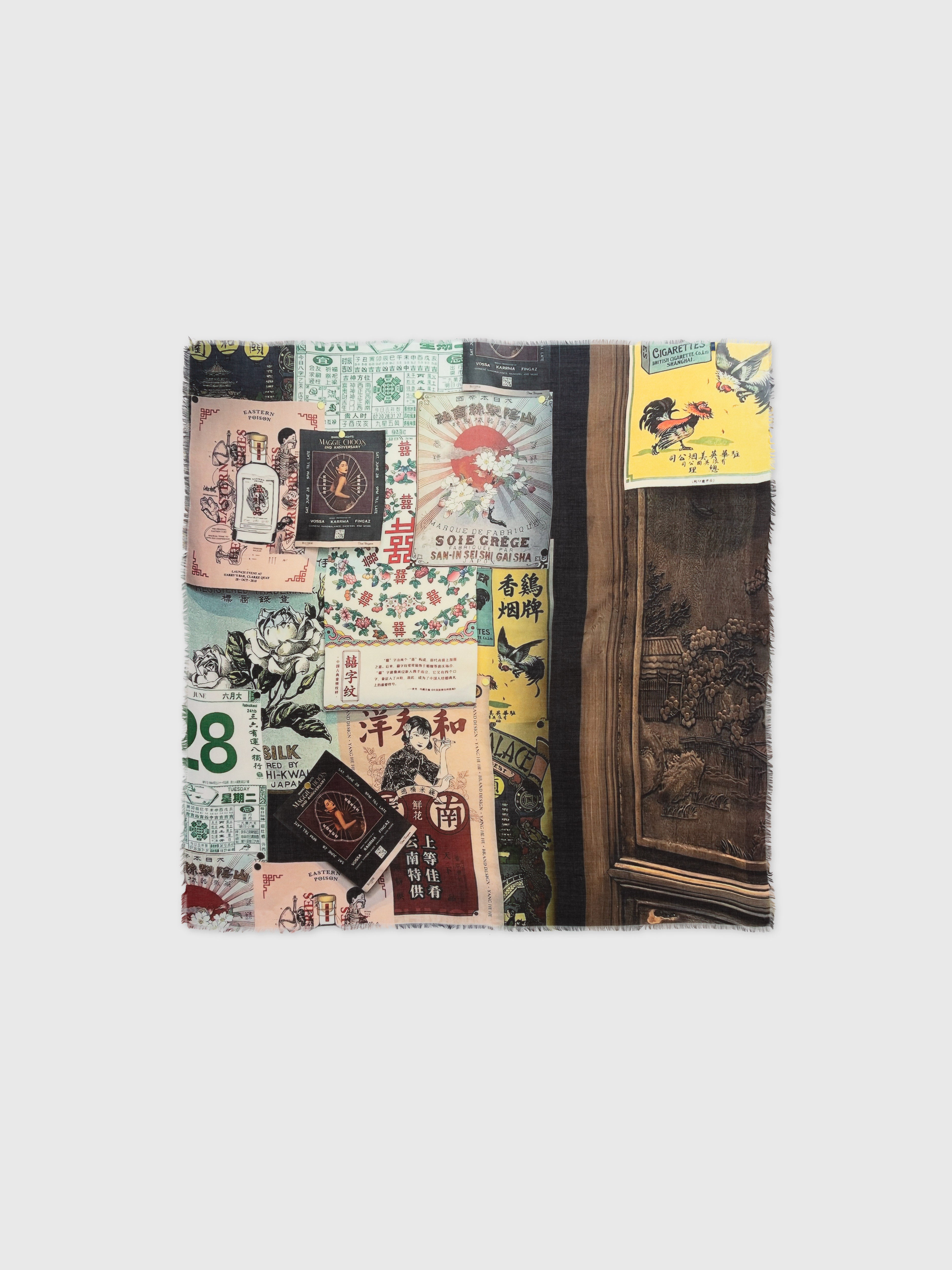 Talking Walls Ela Almanac Single face square scarf almanac