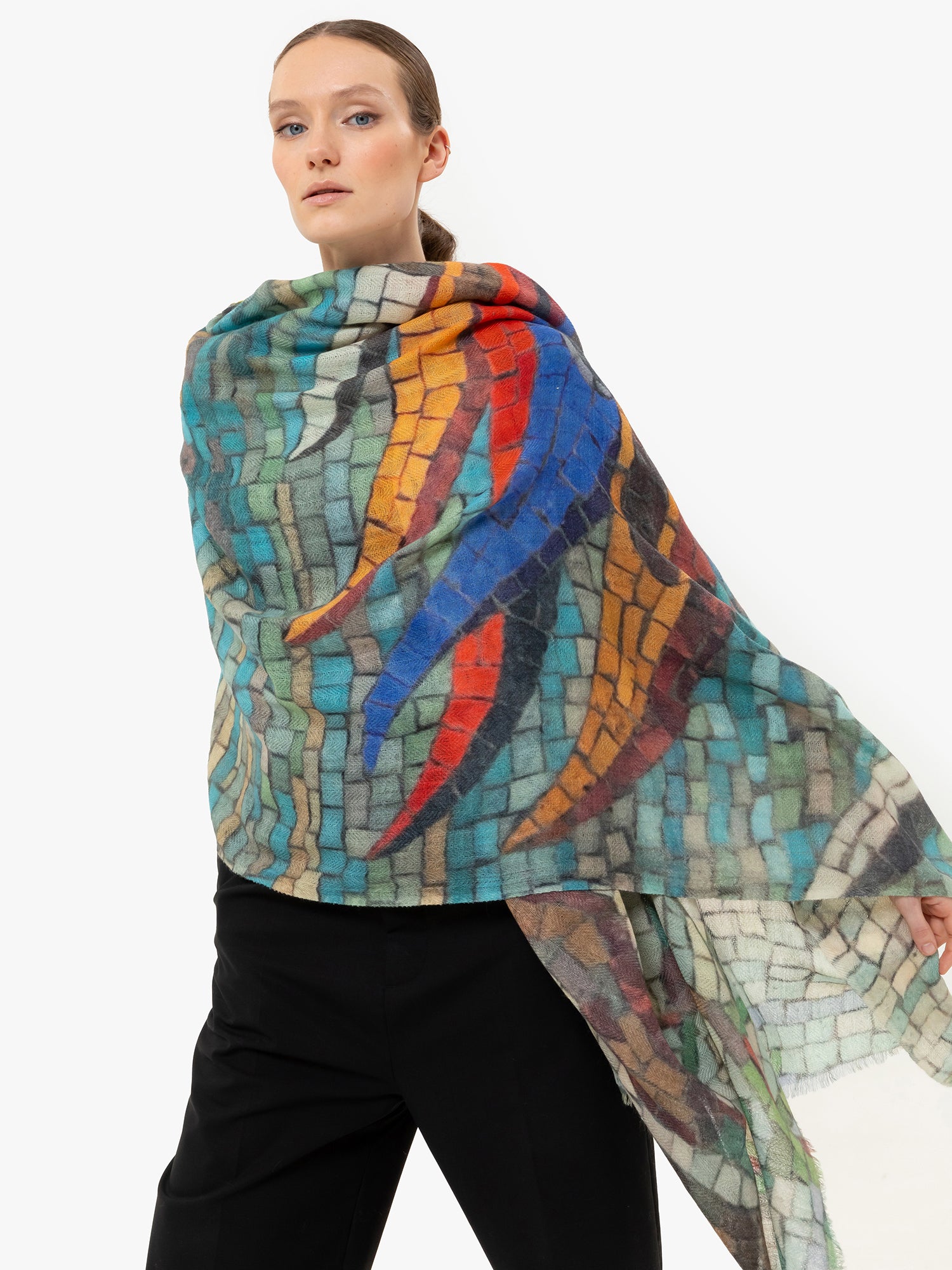 Talking Walls Patti single face rectangular scarf caffe fiorio