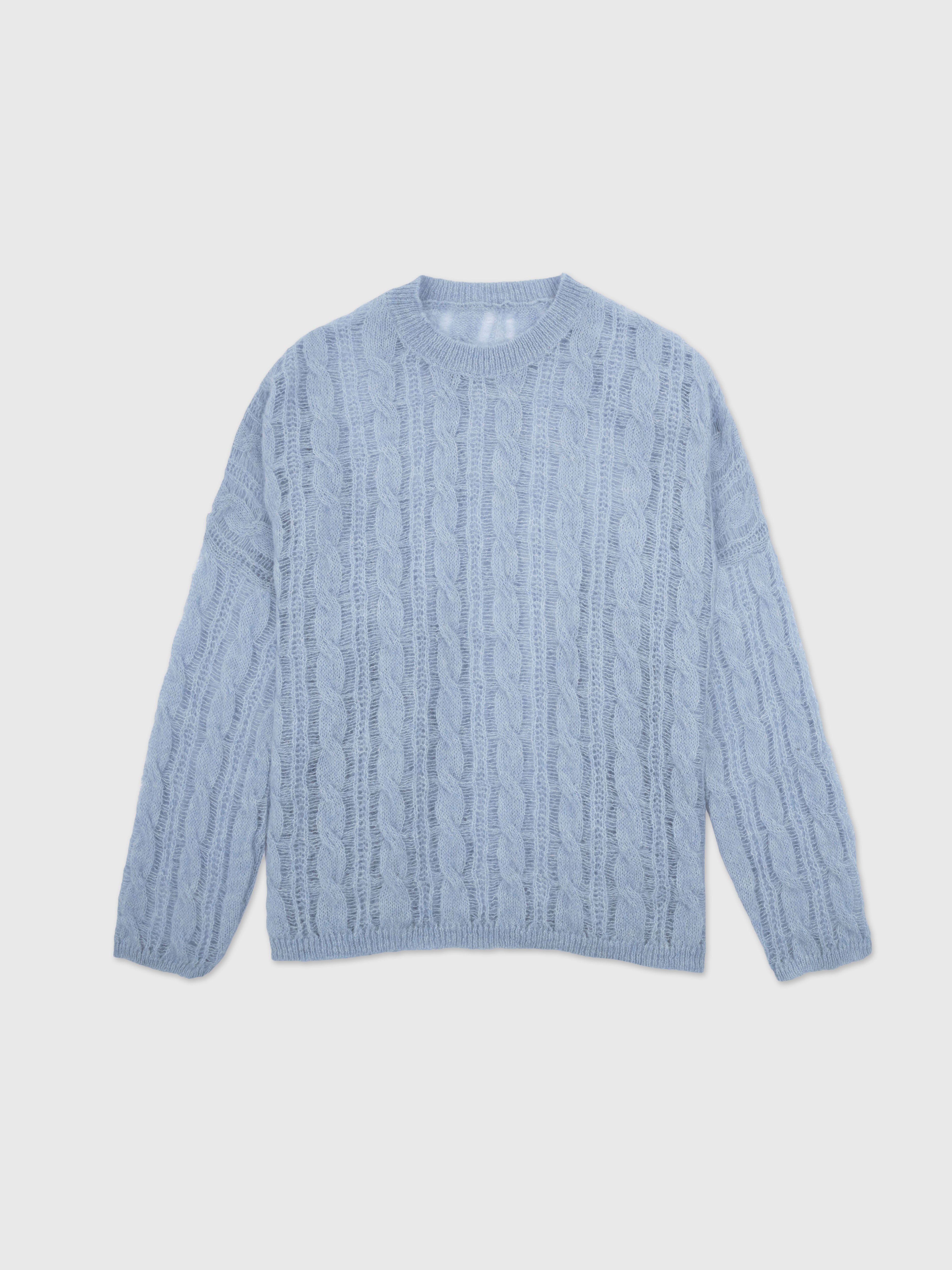 Talking Walls Rani Cables Crewneck knit sweater decay blue