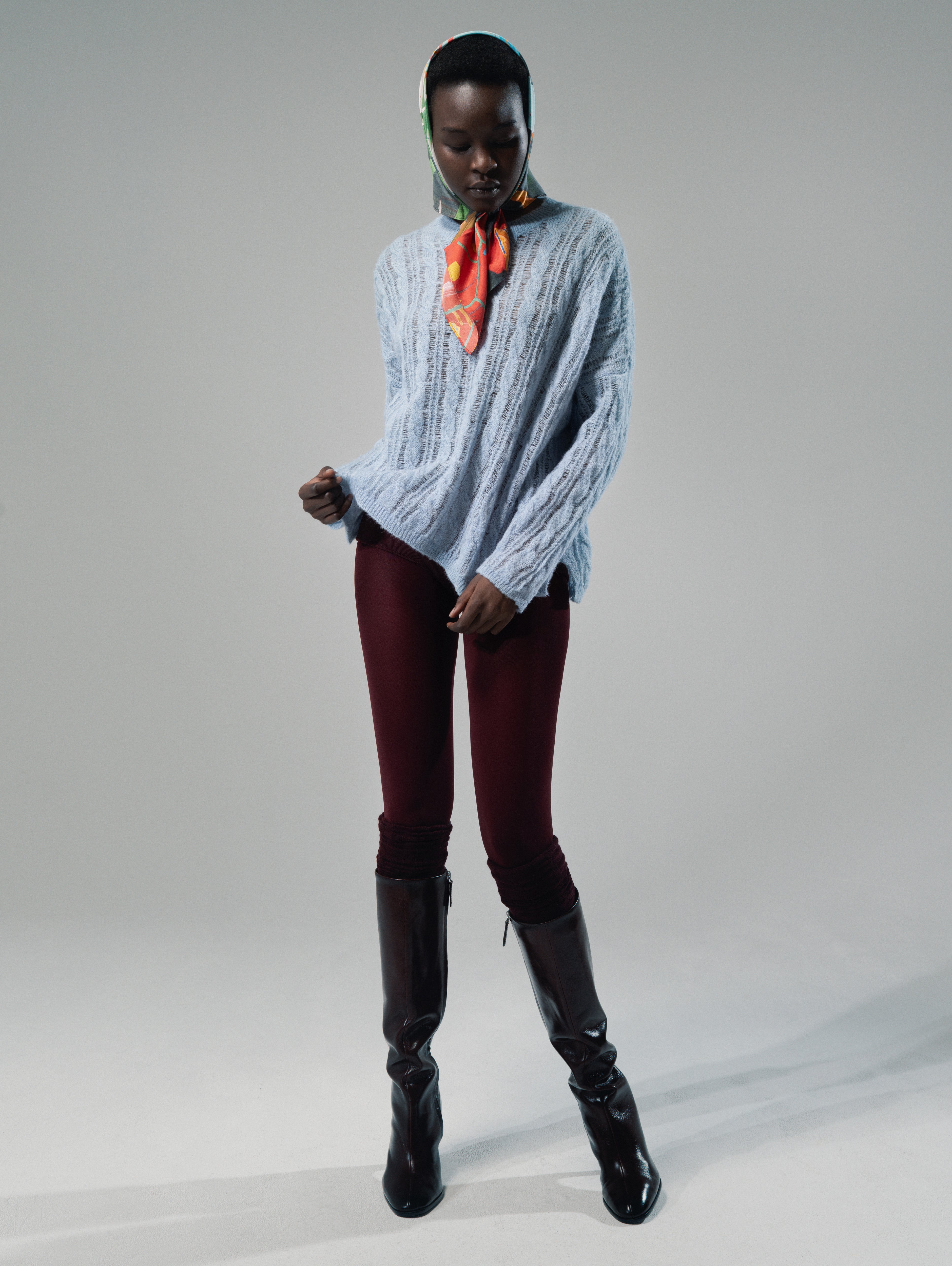 Talking Walls Rani Cables Crewneck knit sweater decay blue