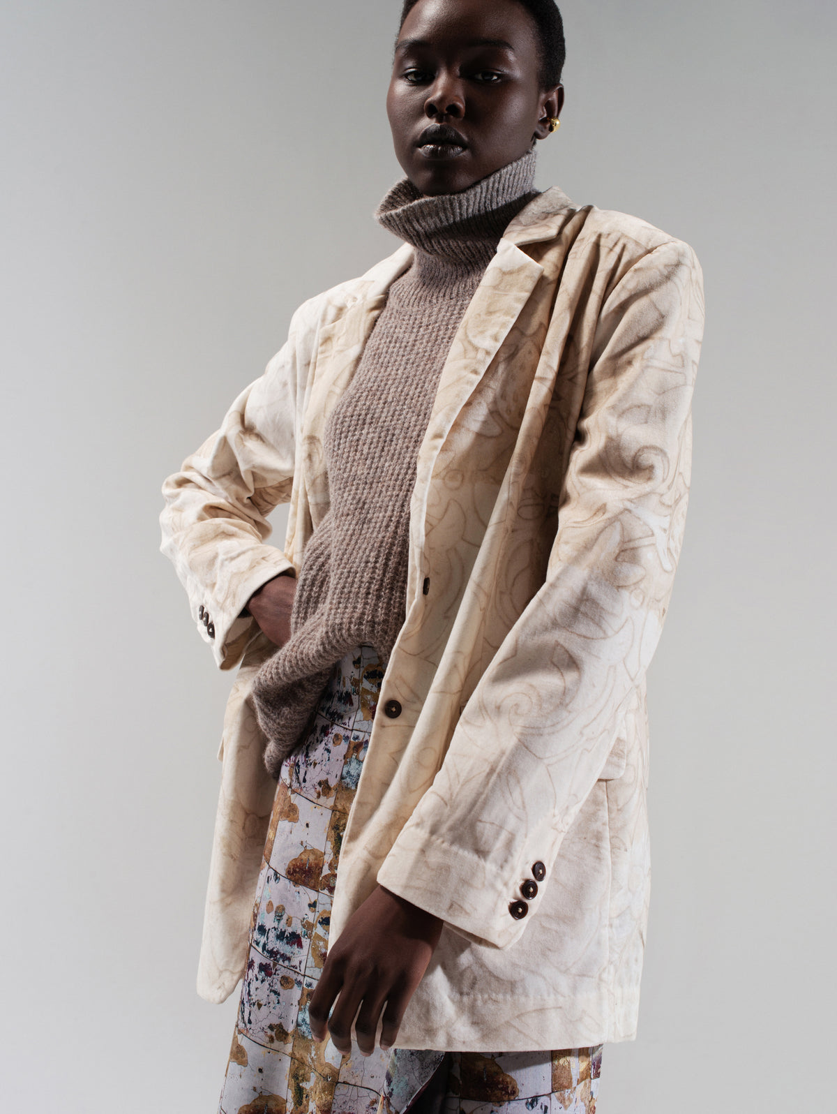 Talking Walls Thérèse chalk Cotton velvet blazer chalk