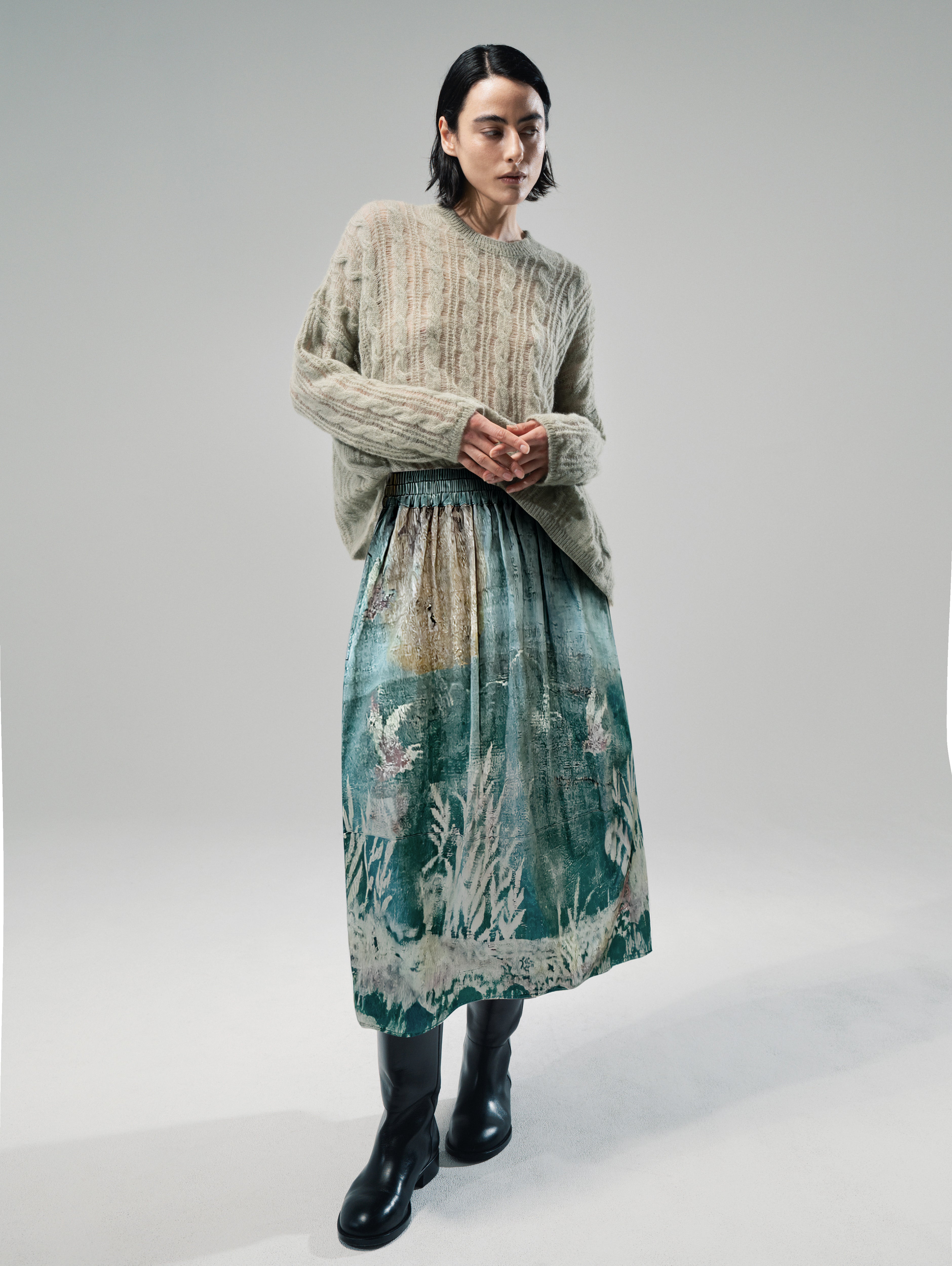 Talking Walls Zaza Cane A-line midi skirt cane
