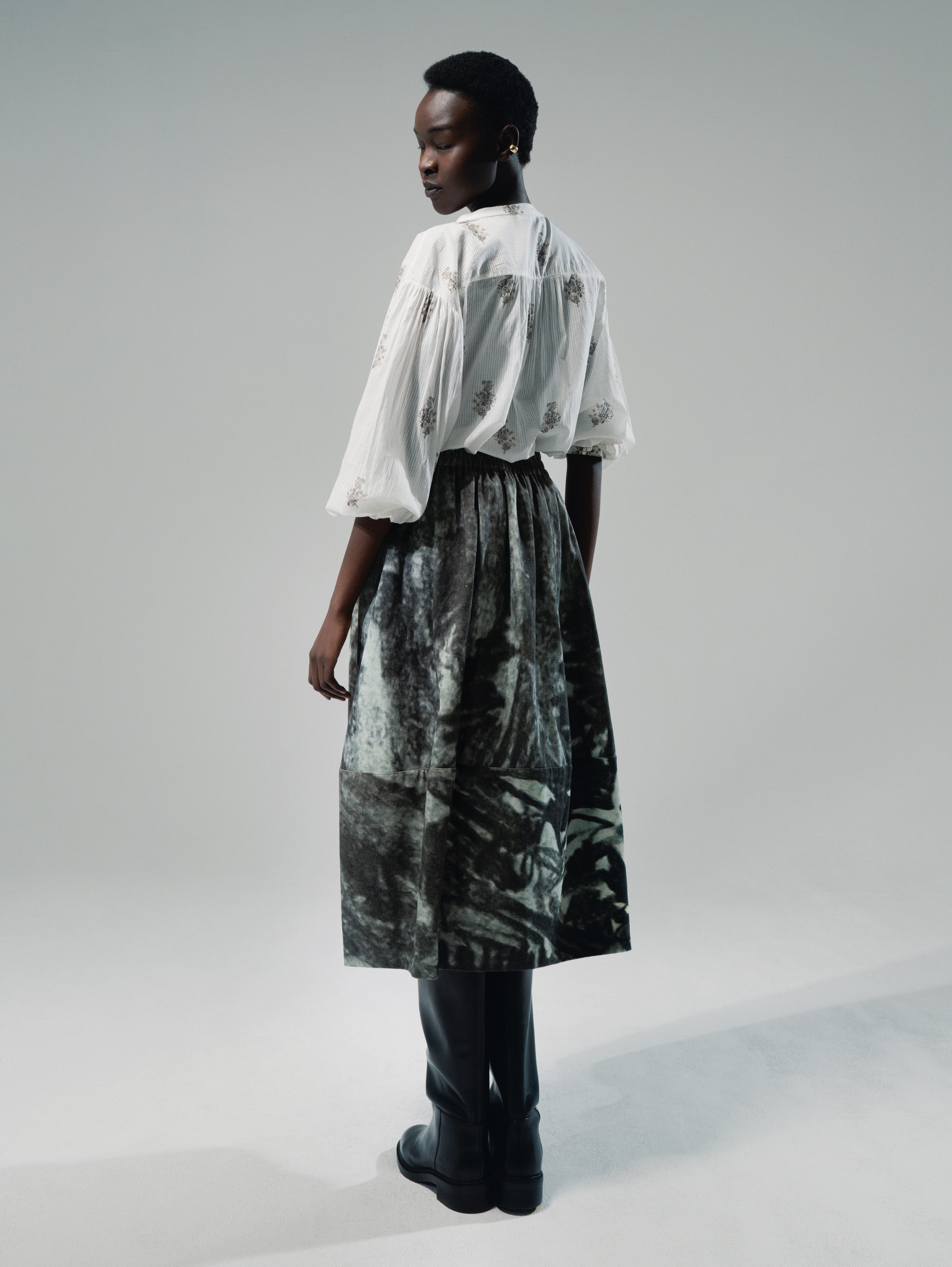 Talking Walls Zaza Creek A-line midi skirt creek