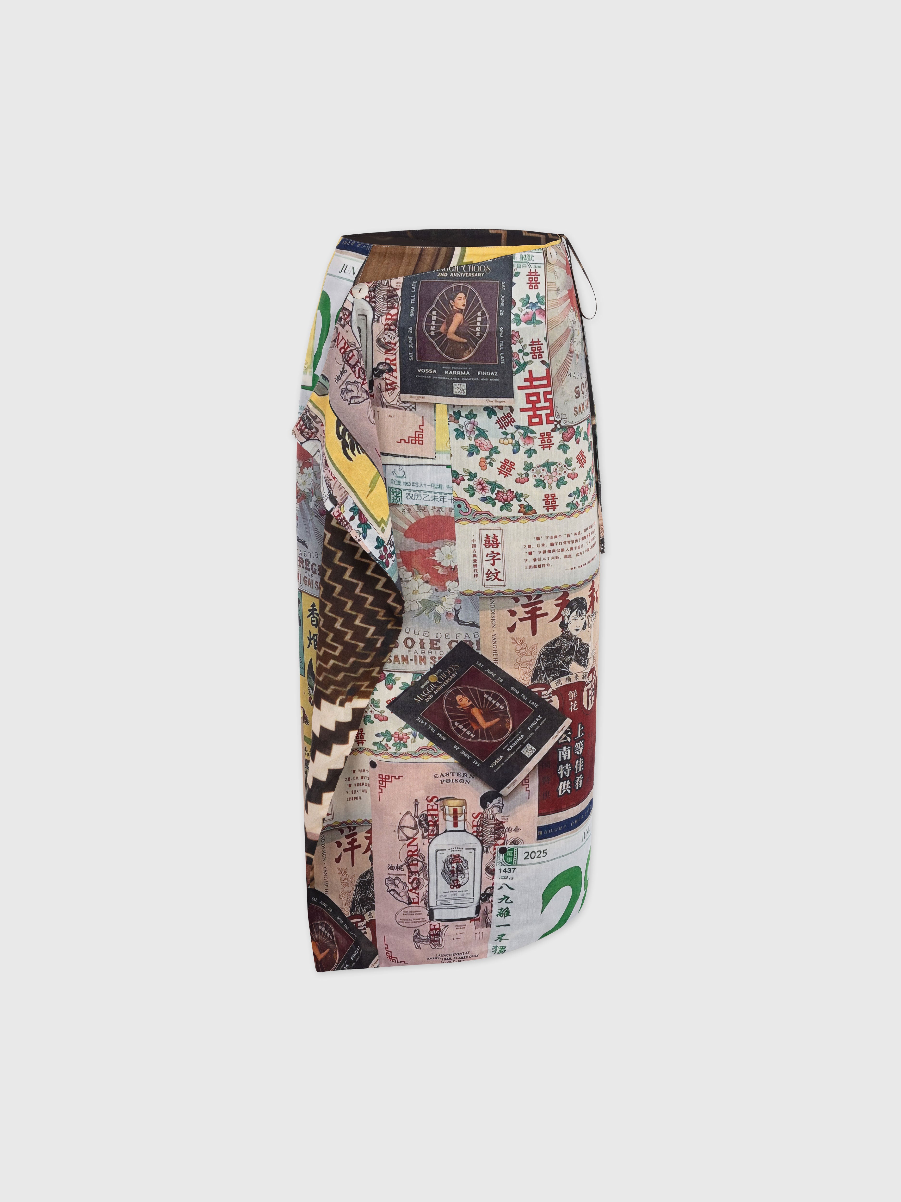 Talking Walls Zoé Almanac Clover Midi double sided, reversible wrap skirt almanac clover