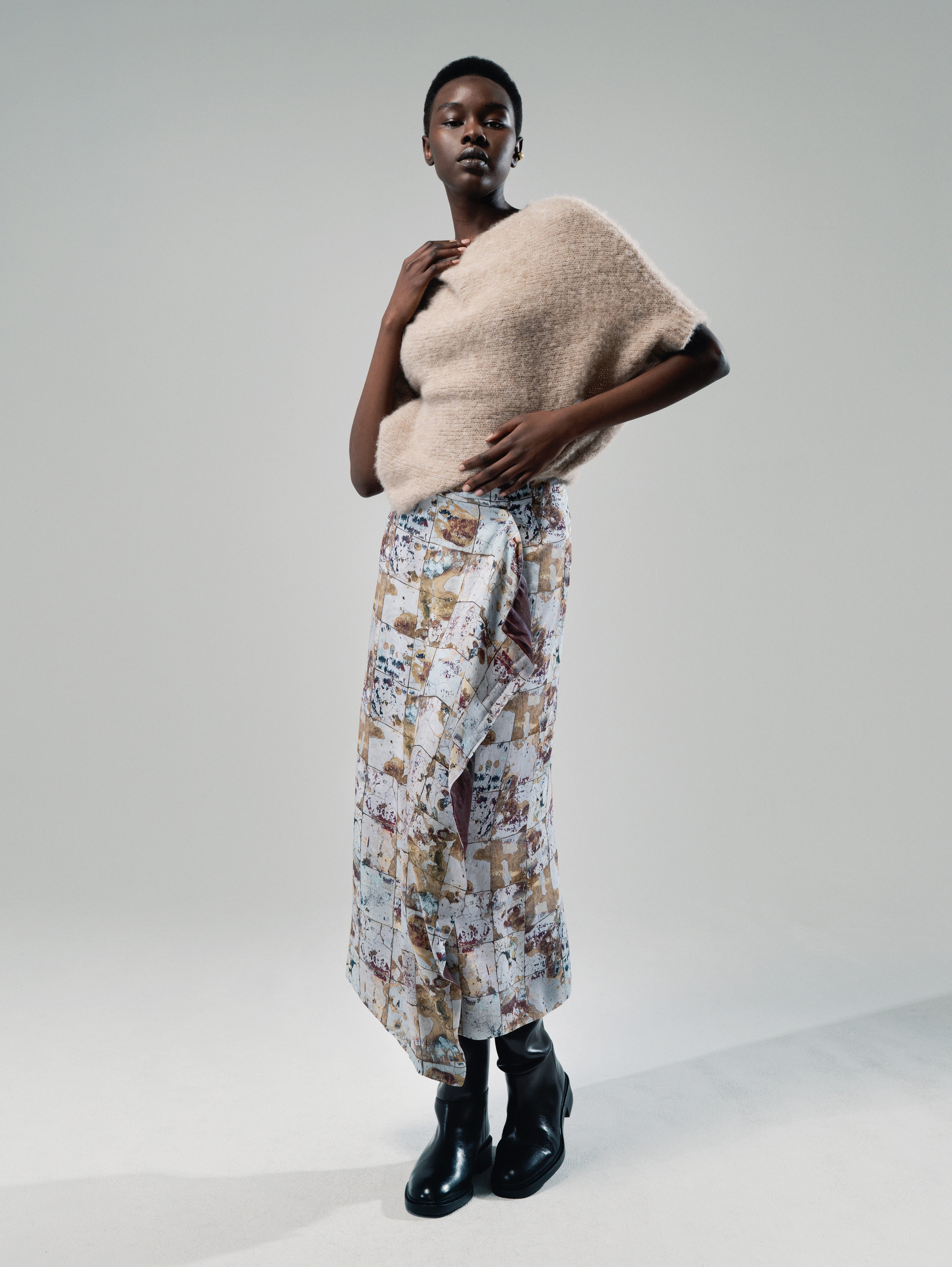 Talking Walls Zoé Frost Glaze Midi double sided, reversible wrap skirt frost glaze