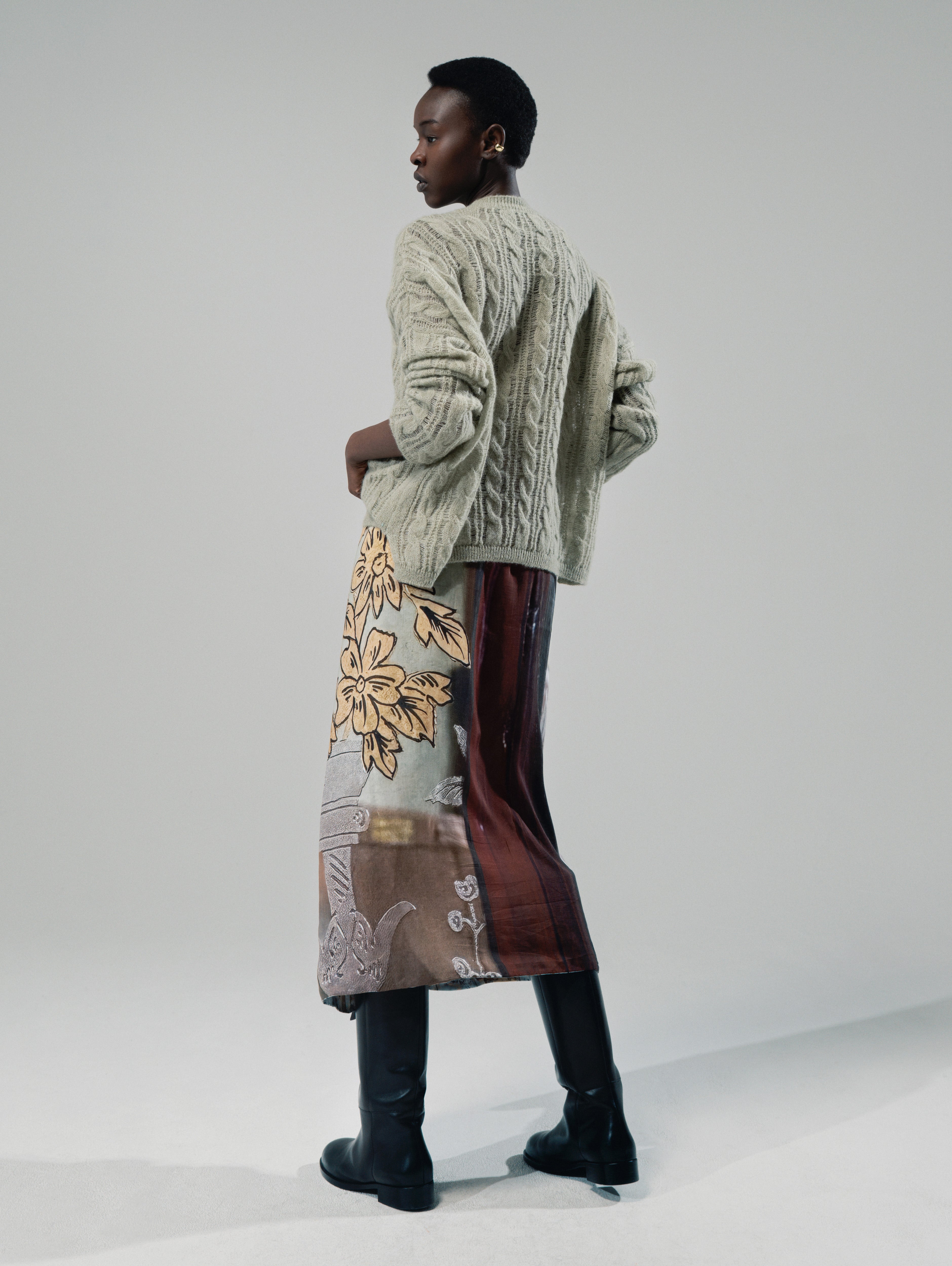 Talking Walls Zoé Frost Glaze Midi double sided, reversible wrap skirt frost glaze