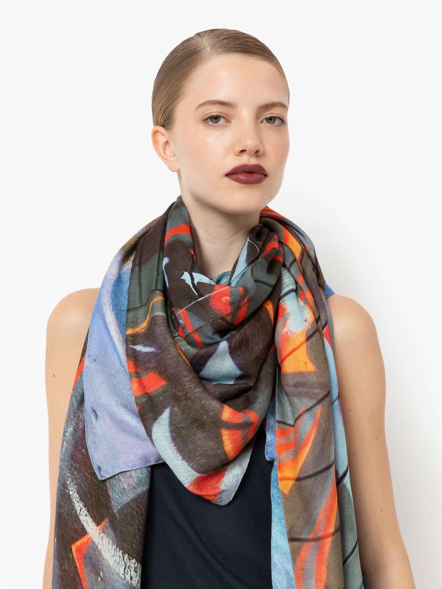Talking Walls ava double face double face square scarf arapaima