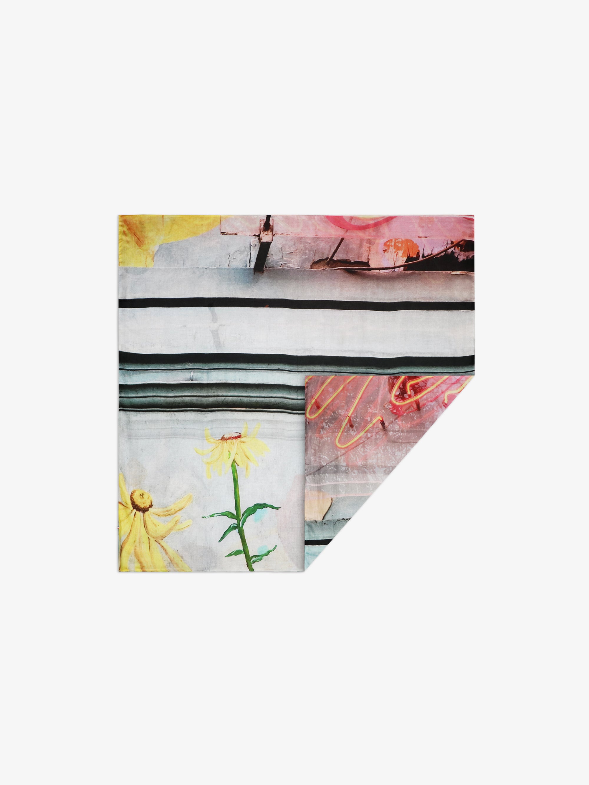 Talking Walls ava double face double face square scarf neon flowers
