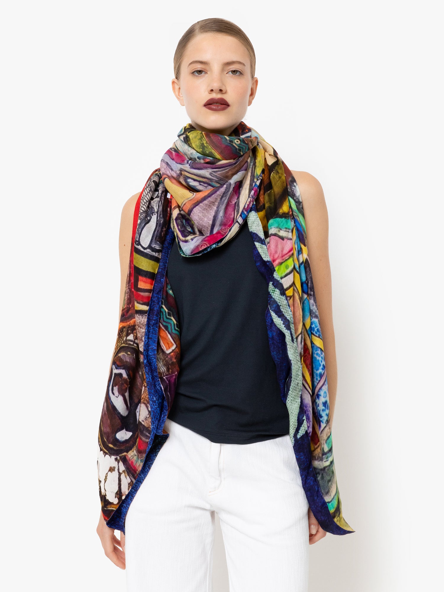 Talking Walls ava double face double face square scarf le tigre du panier