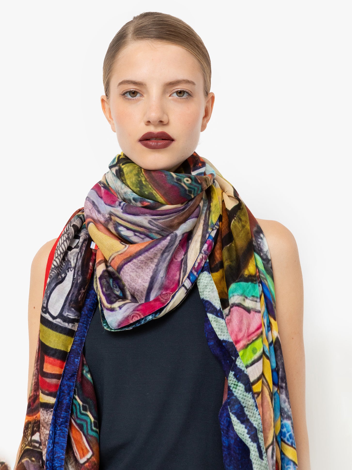 Talking Walls ava double face double face square scarf le tigre du panier