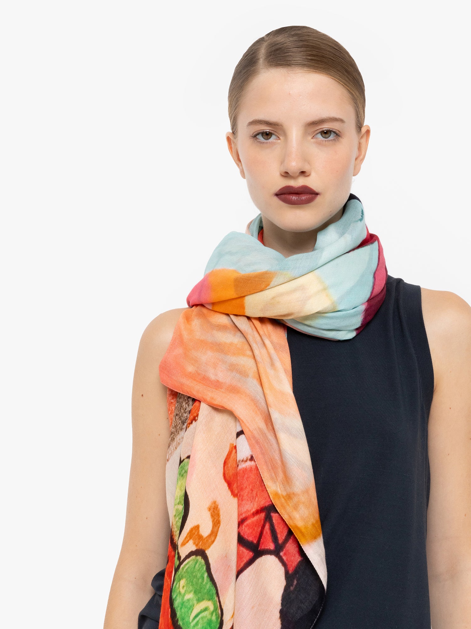 Talking Walls ava double face double face square scarf pêche lunettes