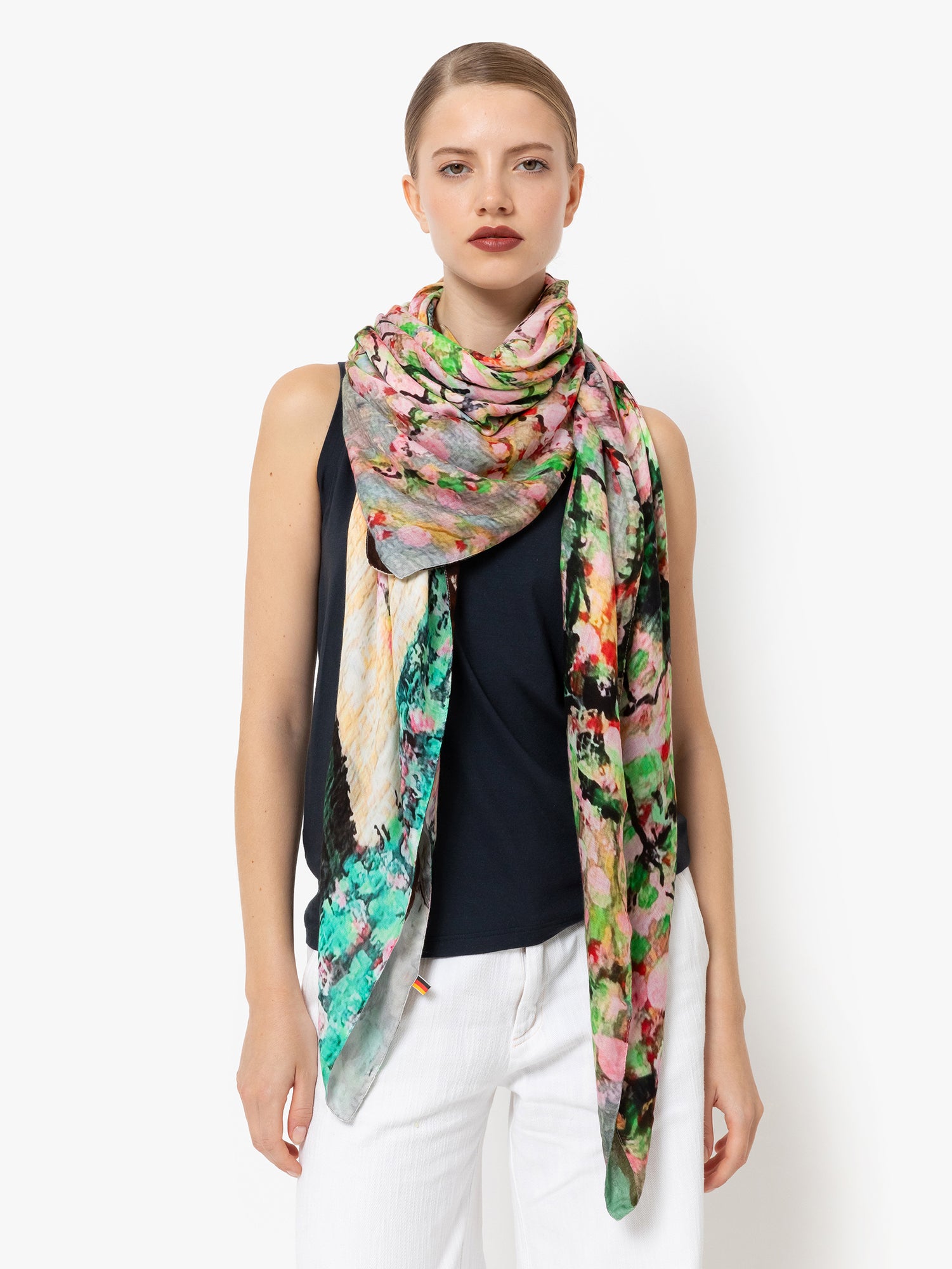 Talking Walls ava double face double face square scarf pink blossom simplicissimus