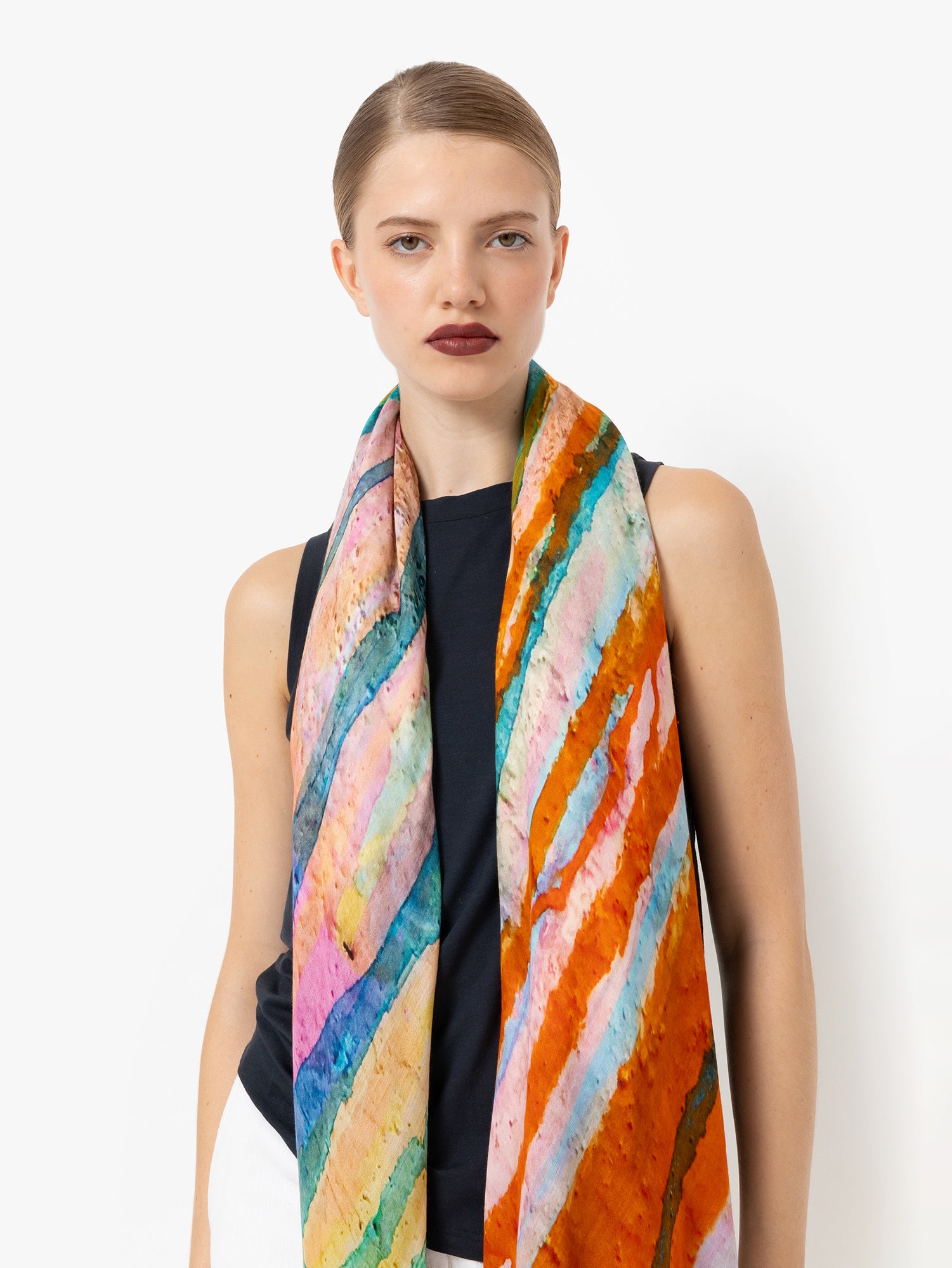 Talking Walls ava double face double face square scarf spoonbill double