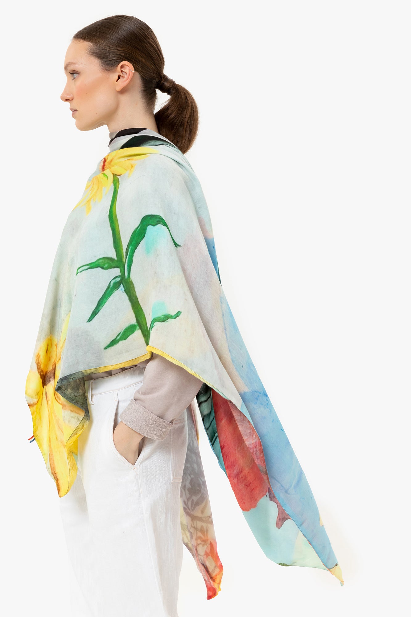 Talking Walls ava double face double face square scarf neon flowers