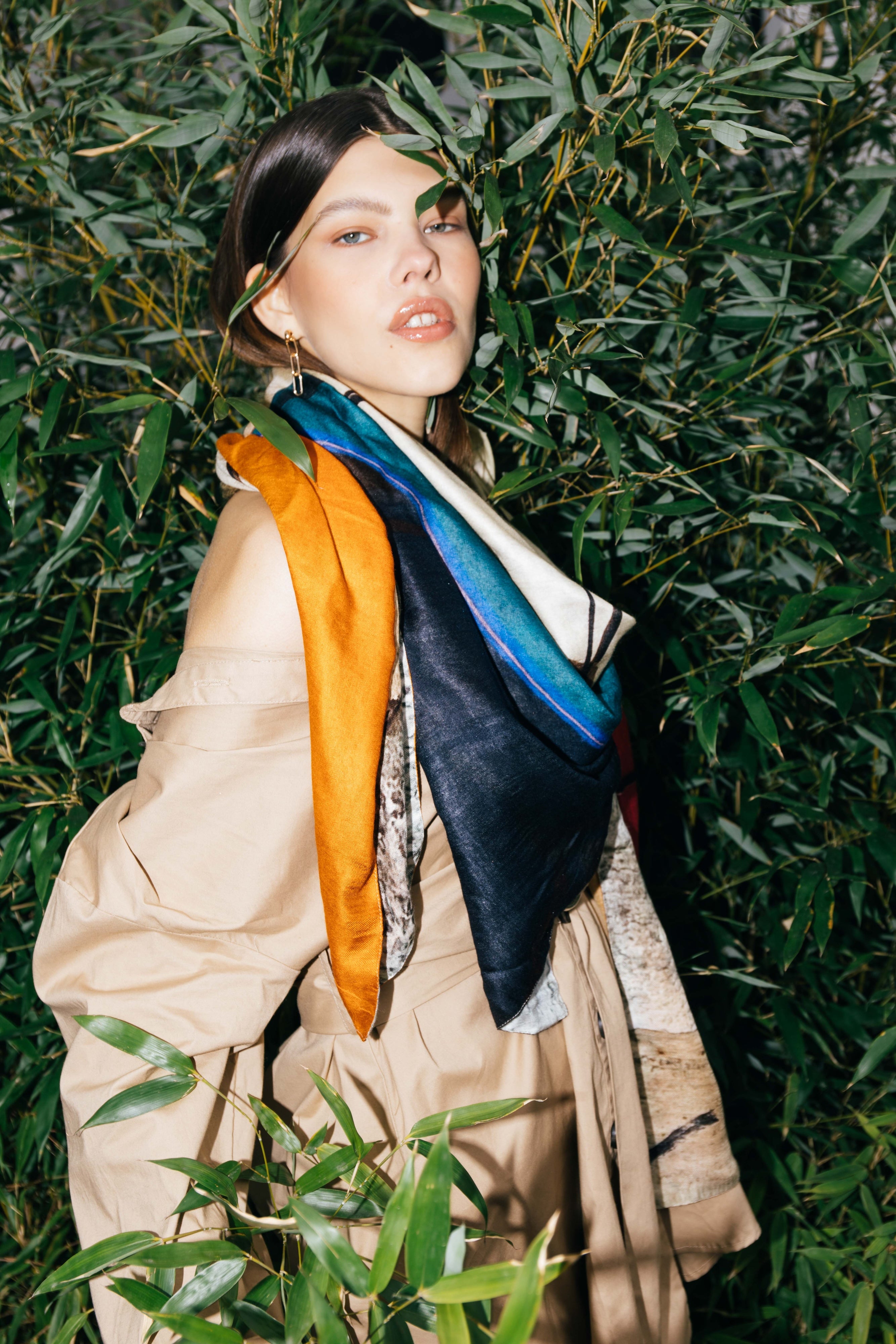 Talking Walls ava double face double face square scarf parasol flowers