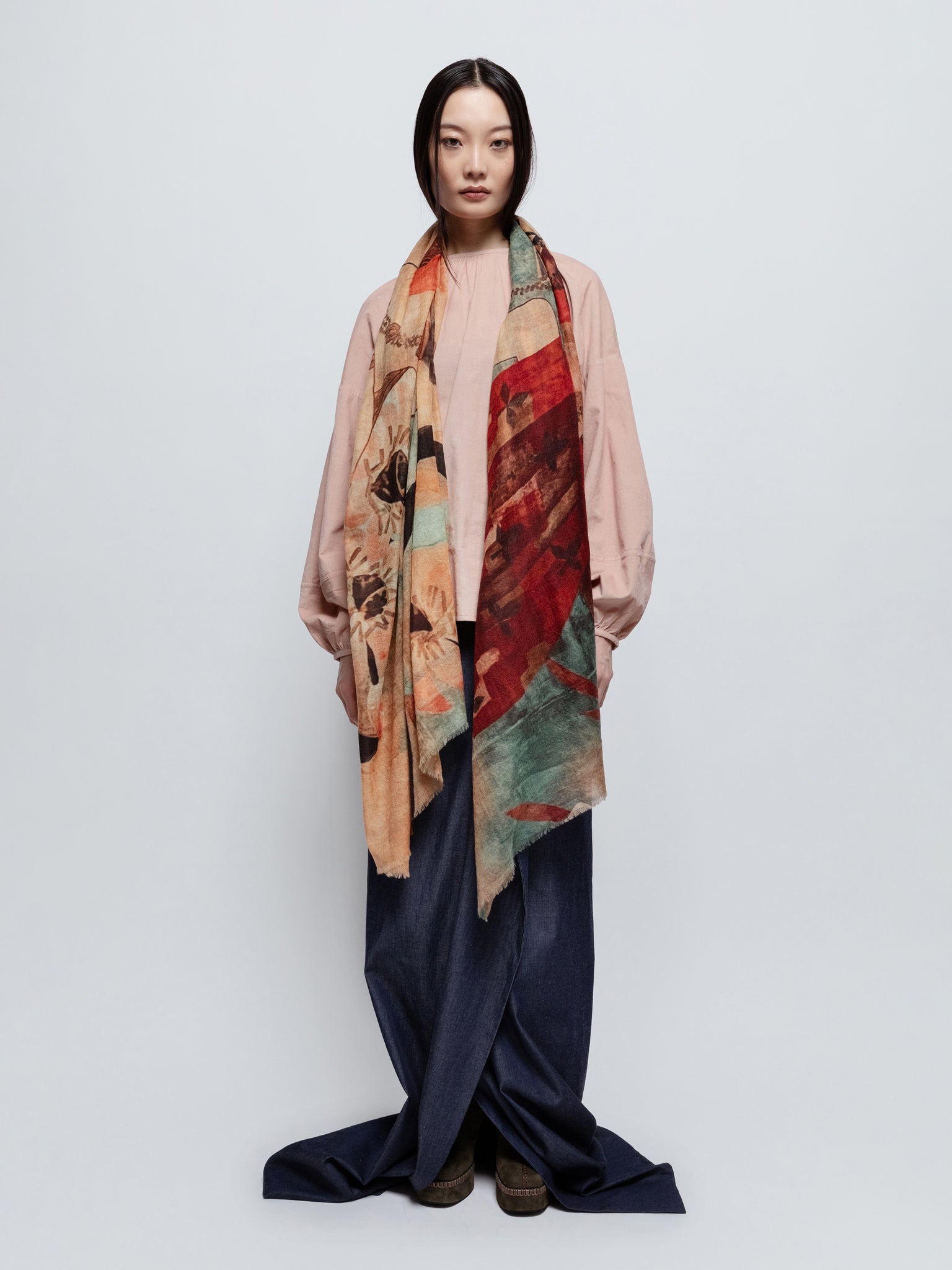 Talking Walls celeste senso-ji single face rectangular scarf