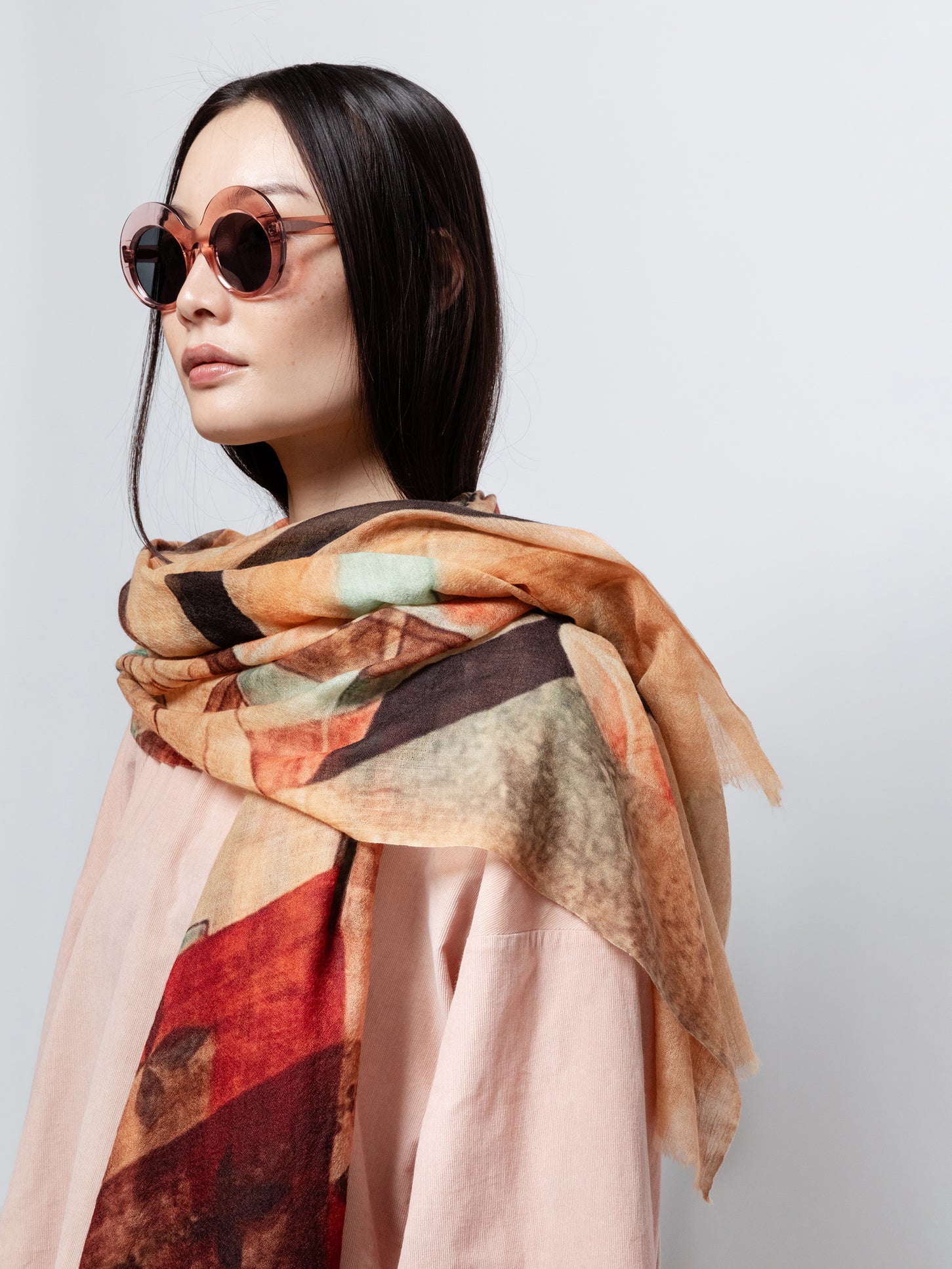 Talking Walls celeste senso-ji single face rectangular scarf