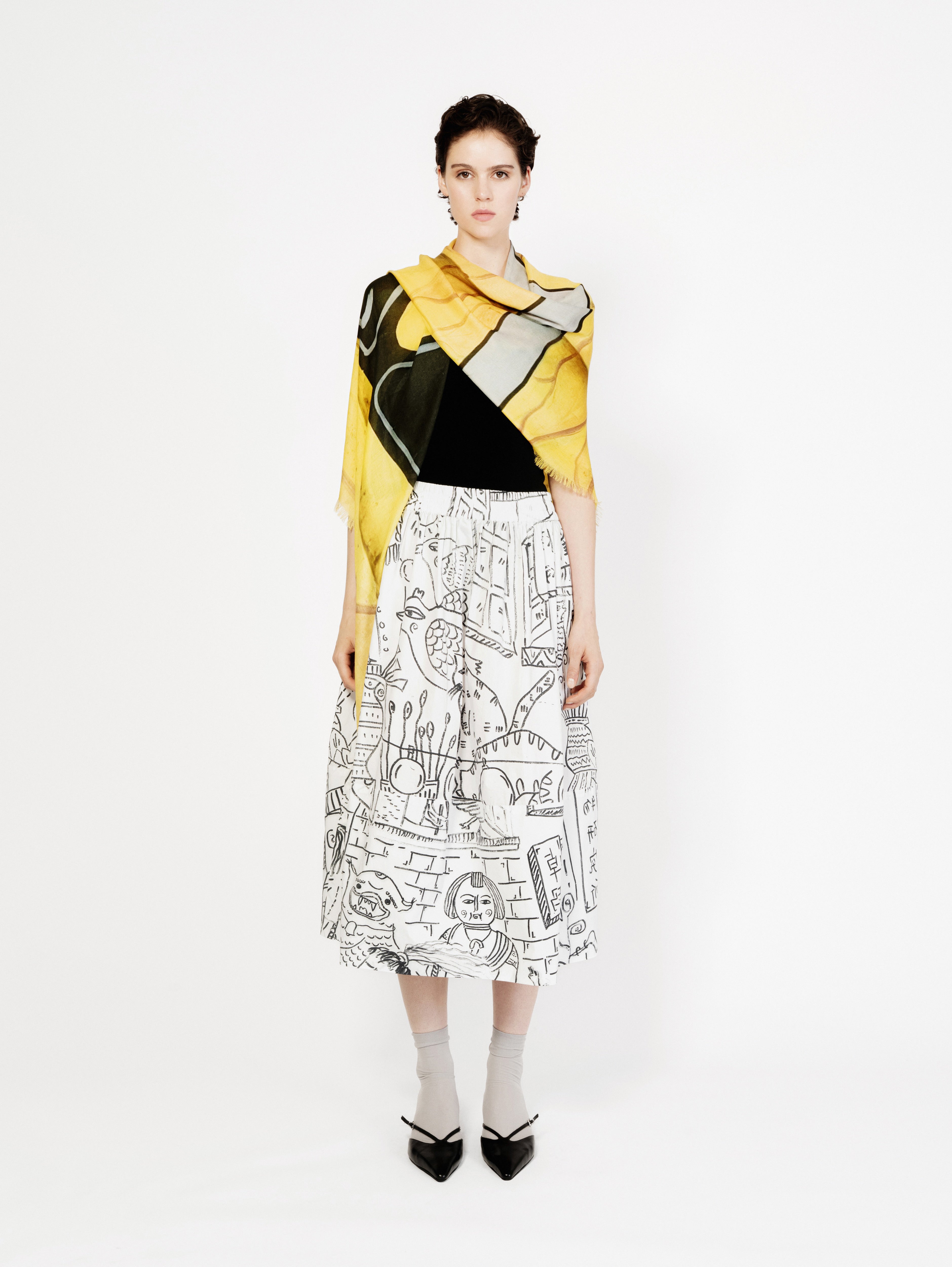 Talking Walls ela ciao soleil single face square scarf ciao soleil