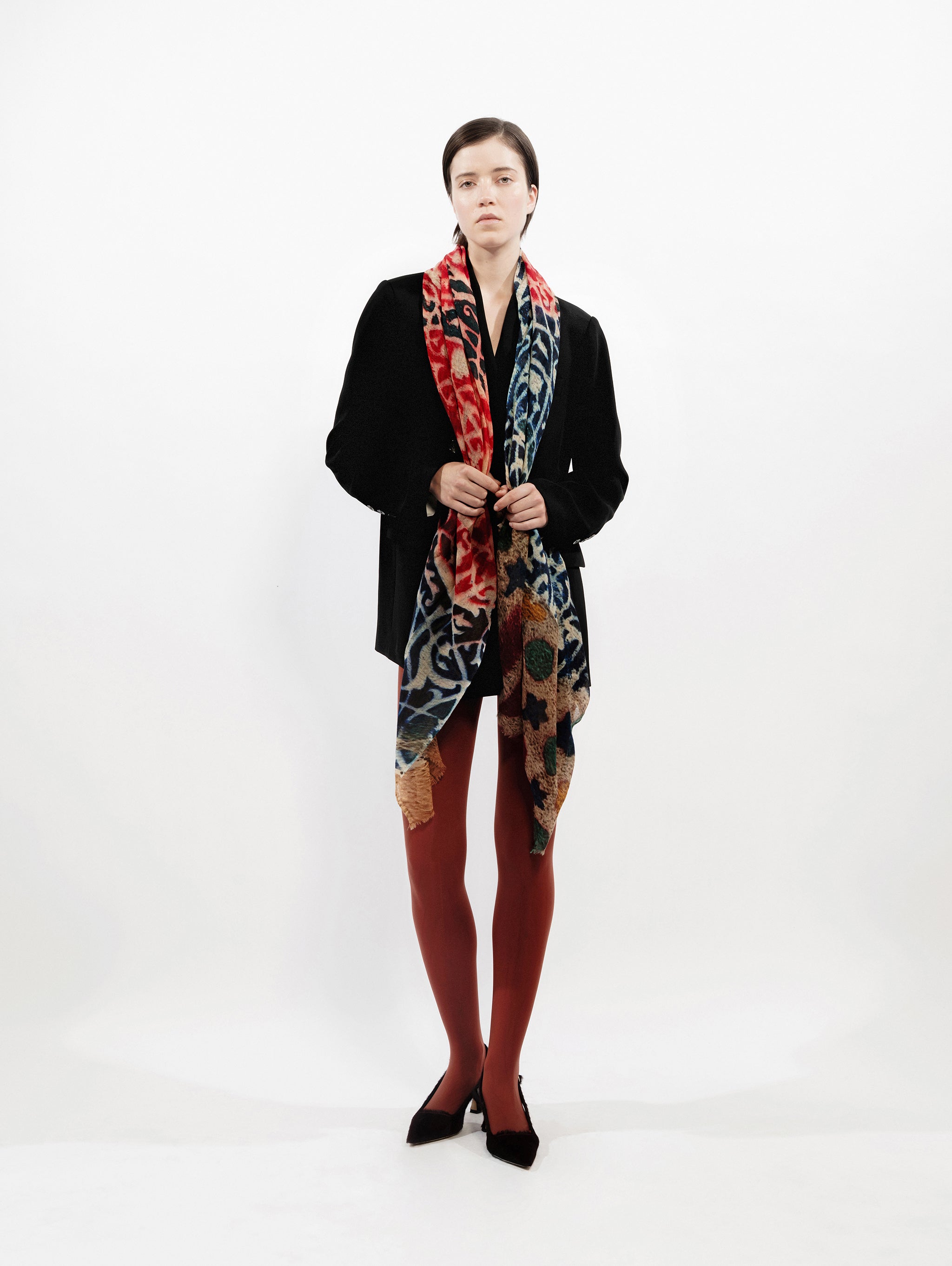 Talking Walls ela crimson single face square scarf crimson