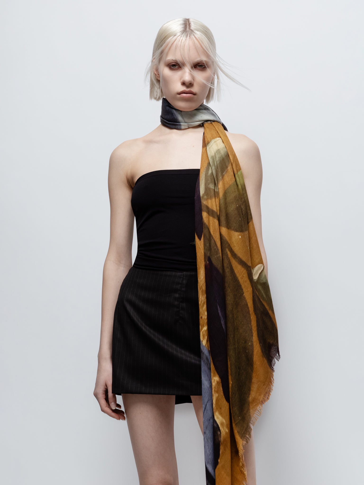 Talking Walls ela plum single face square scarf plum