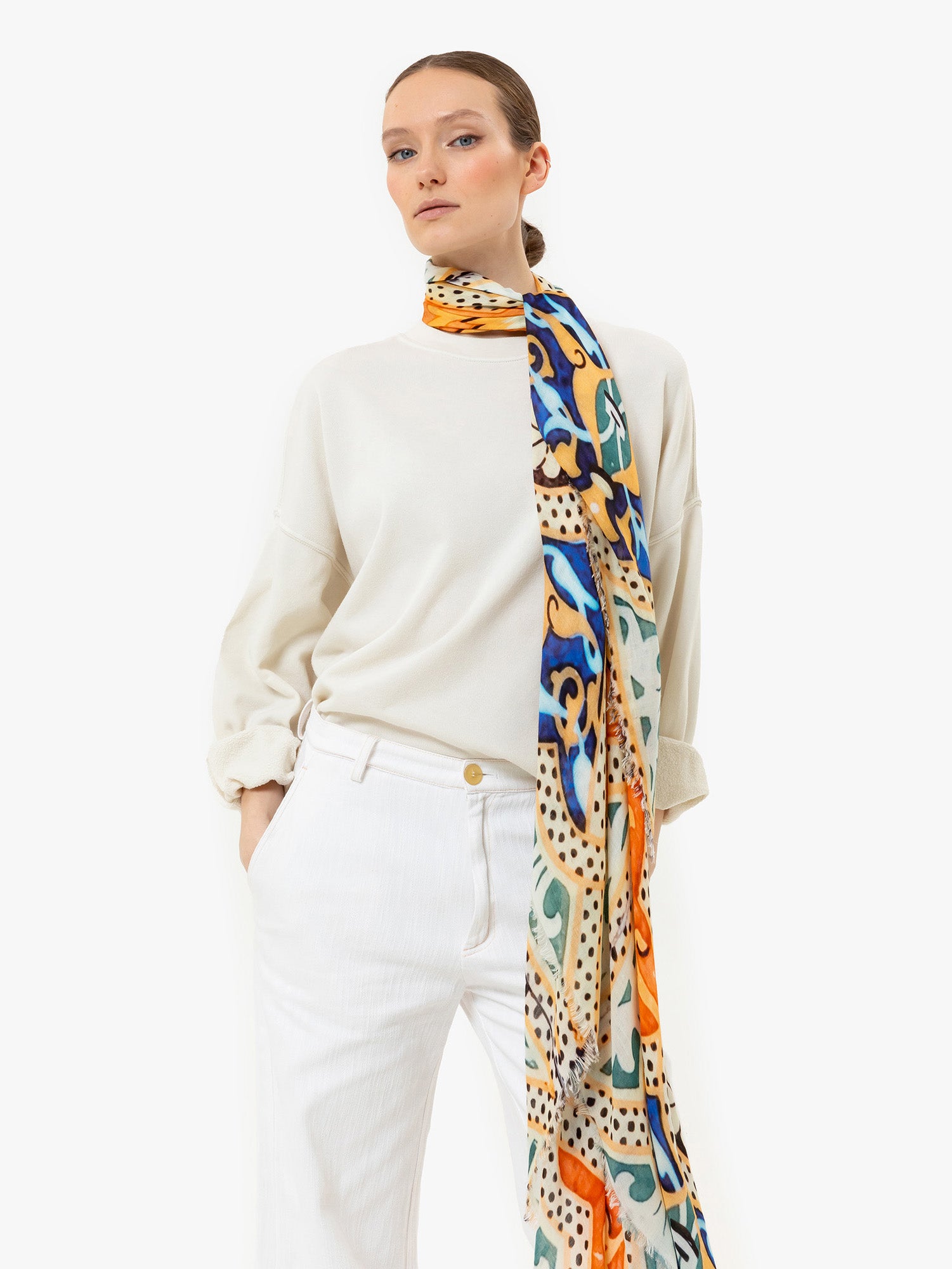 Talking Walls ela single face single face square scarf talavera mexicana