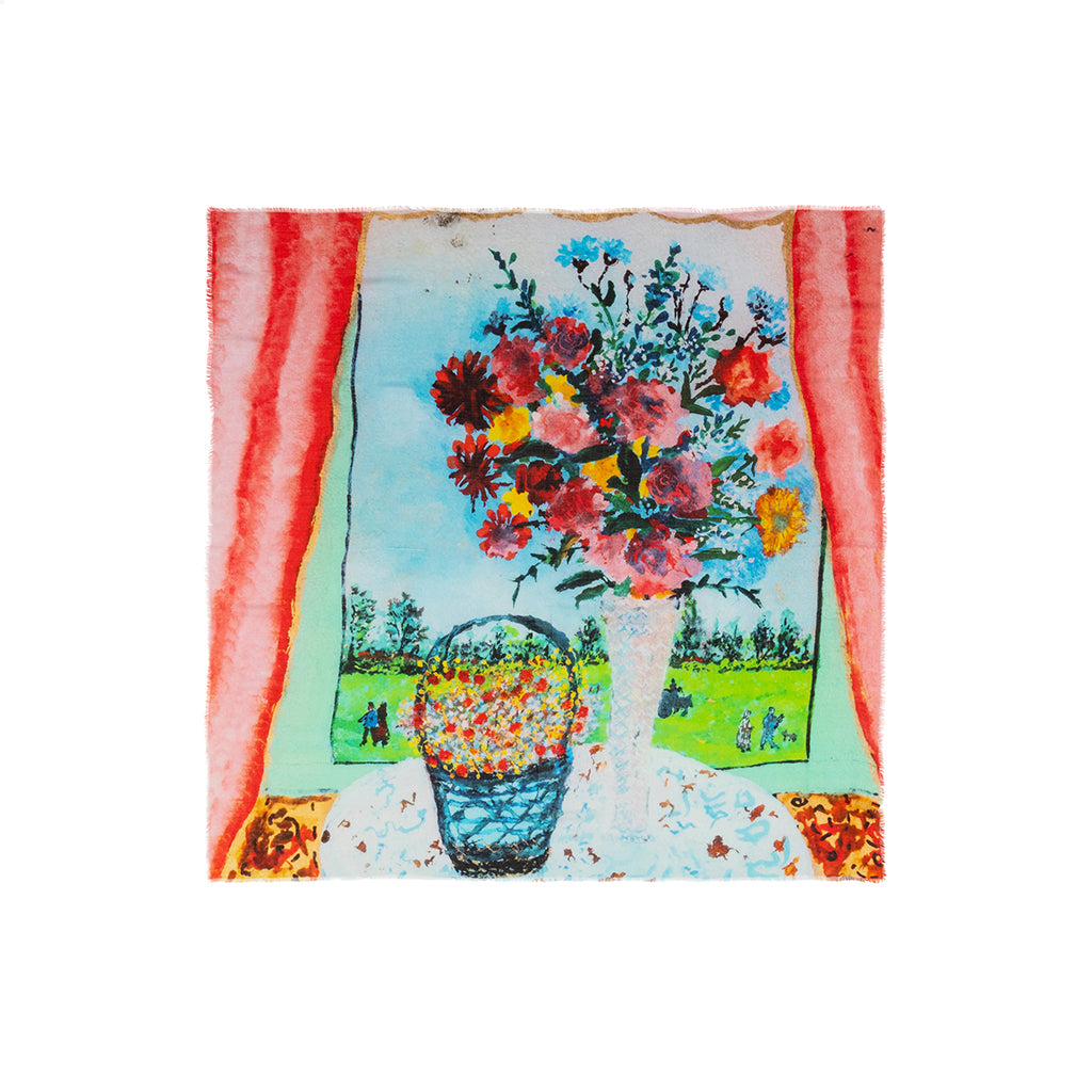 Talking Walls ela single face single face square scarf flower basket single