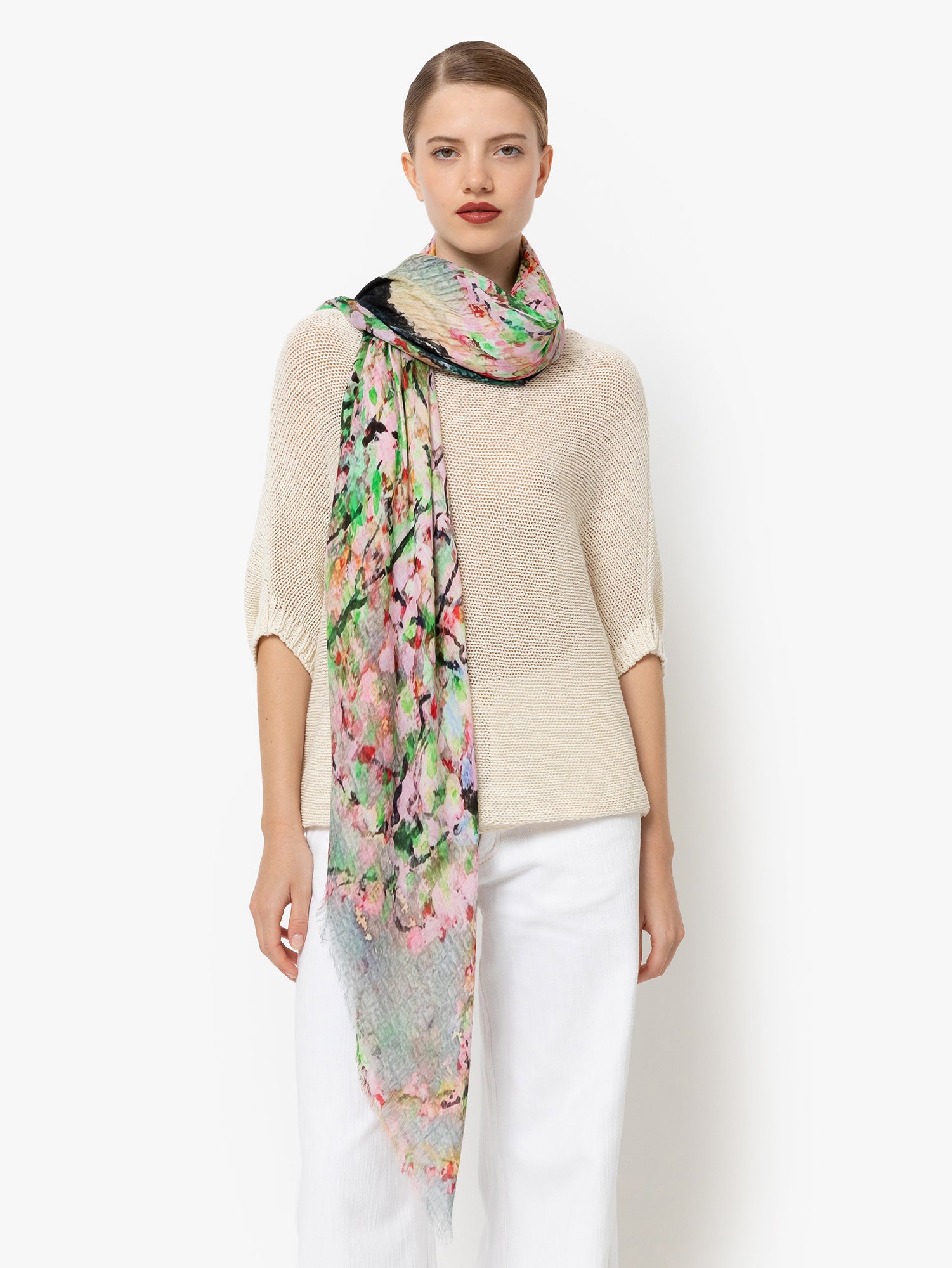 Talking Walls ela single face single face square scarf pink blossom