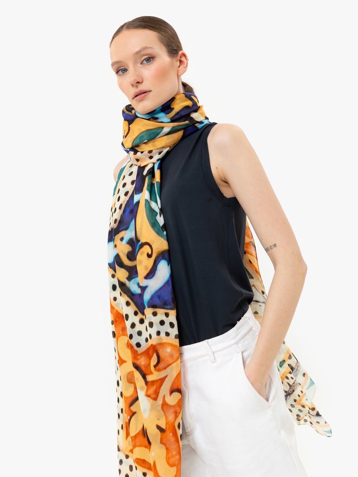 Talking Walls joy single face single face rectangular scarf talavera mexicana