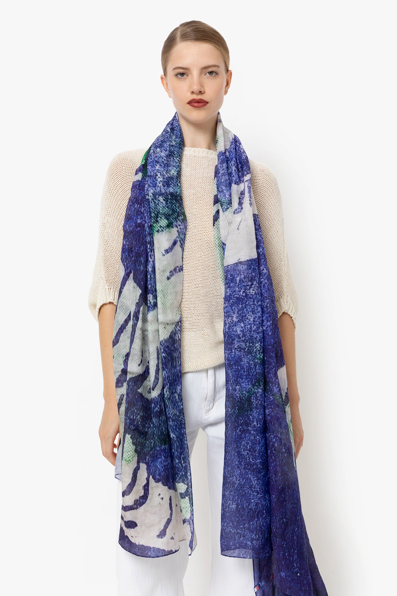 Talking Walls joy single face single face rectangular scarf tigre atlantique