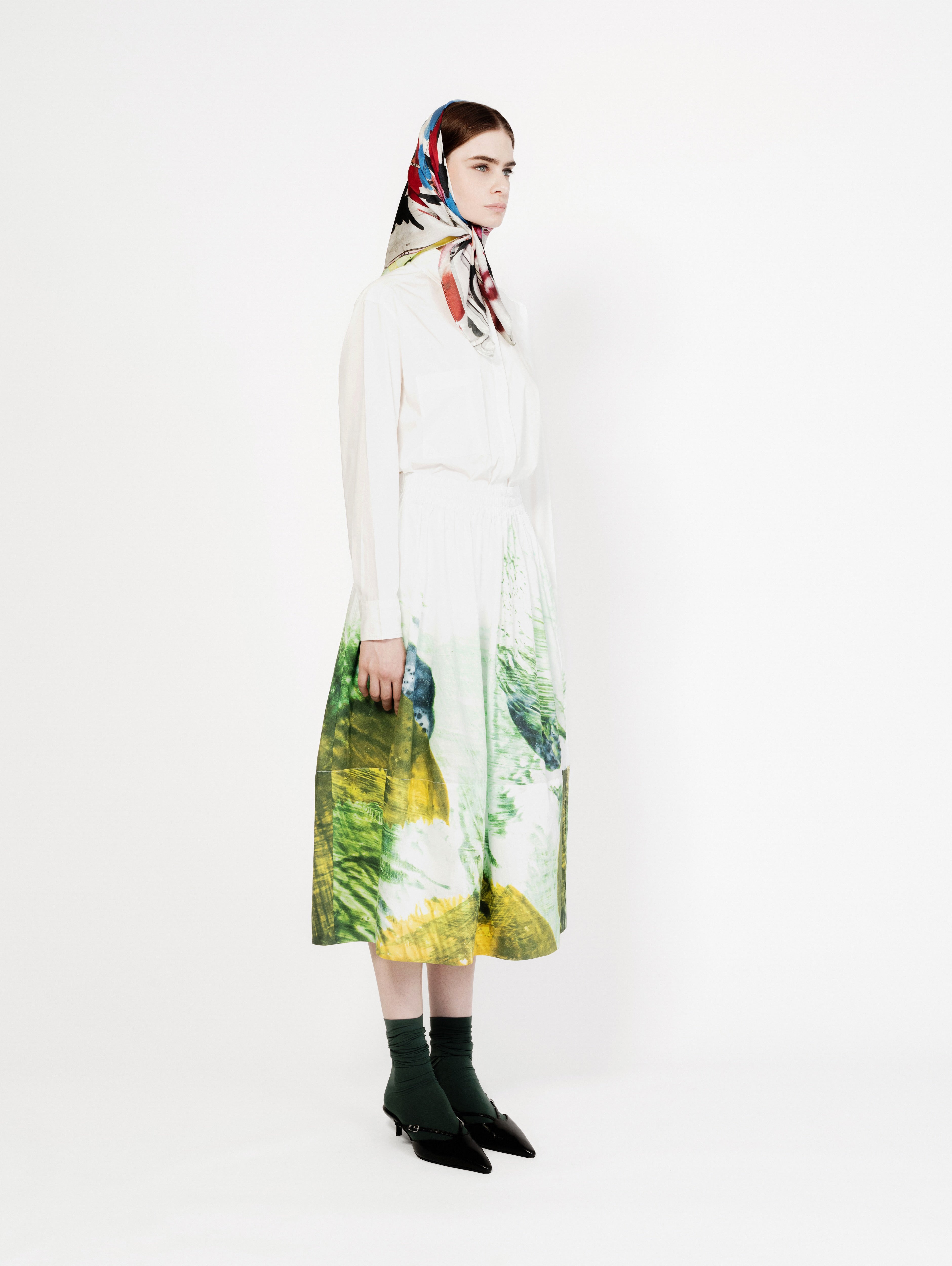 Talking Walls juju blur A-line midi skirt blur