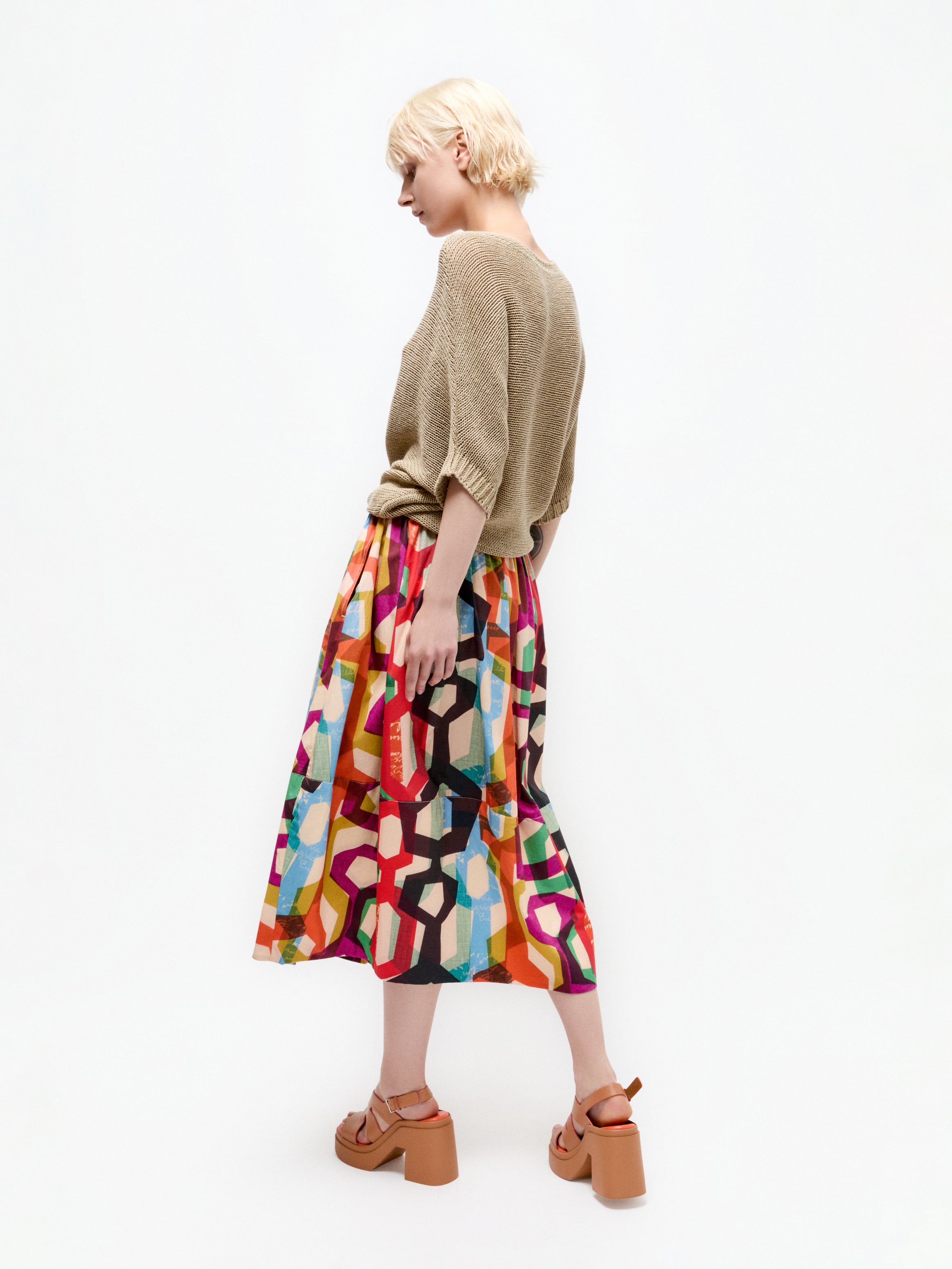 Talking Walls juju carousel A-line midi skirt carousel