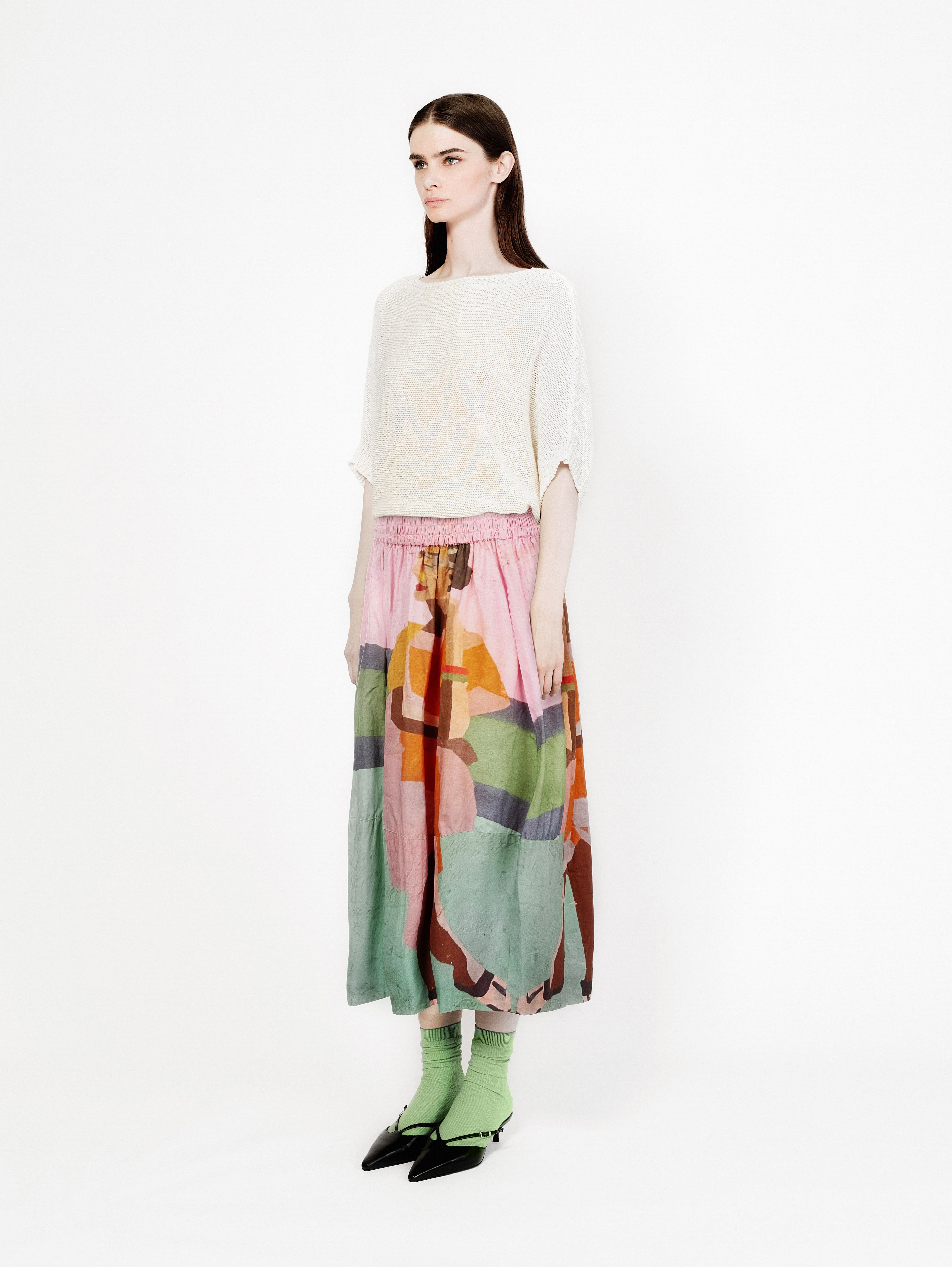 Talking Walls juju muse A-line midi skirt muse