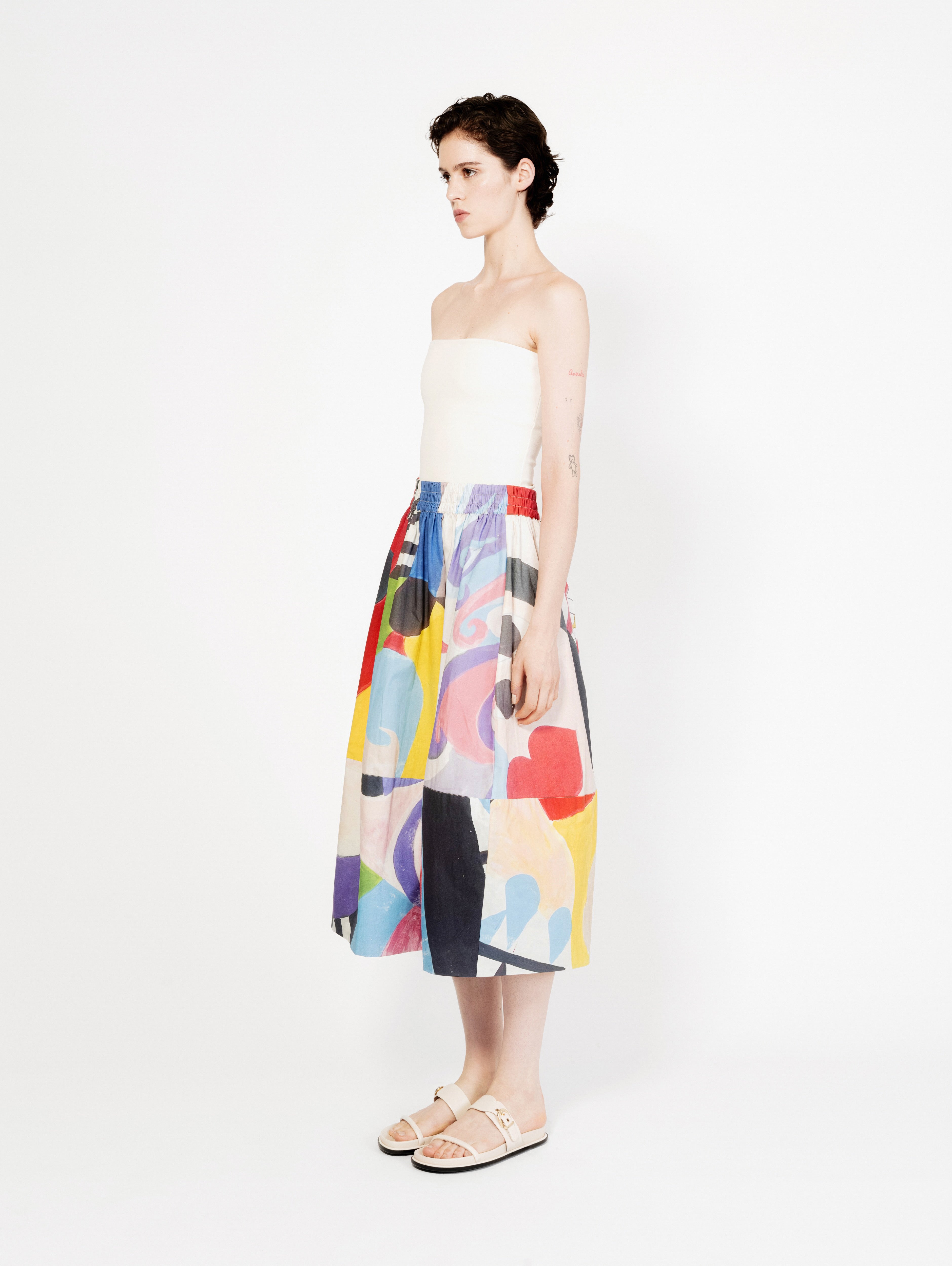 Talking Walls juju ultra brite A-line midi skirt ultra brite
