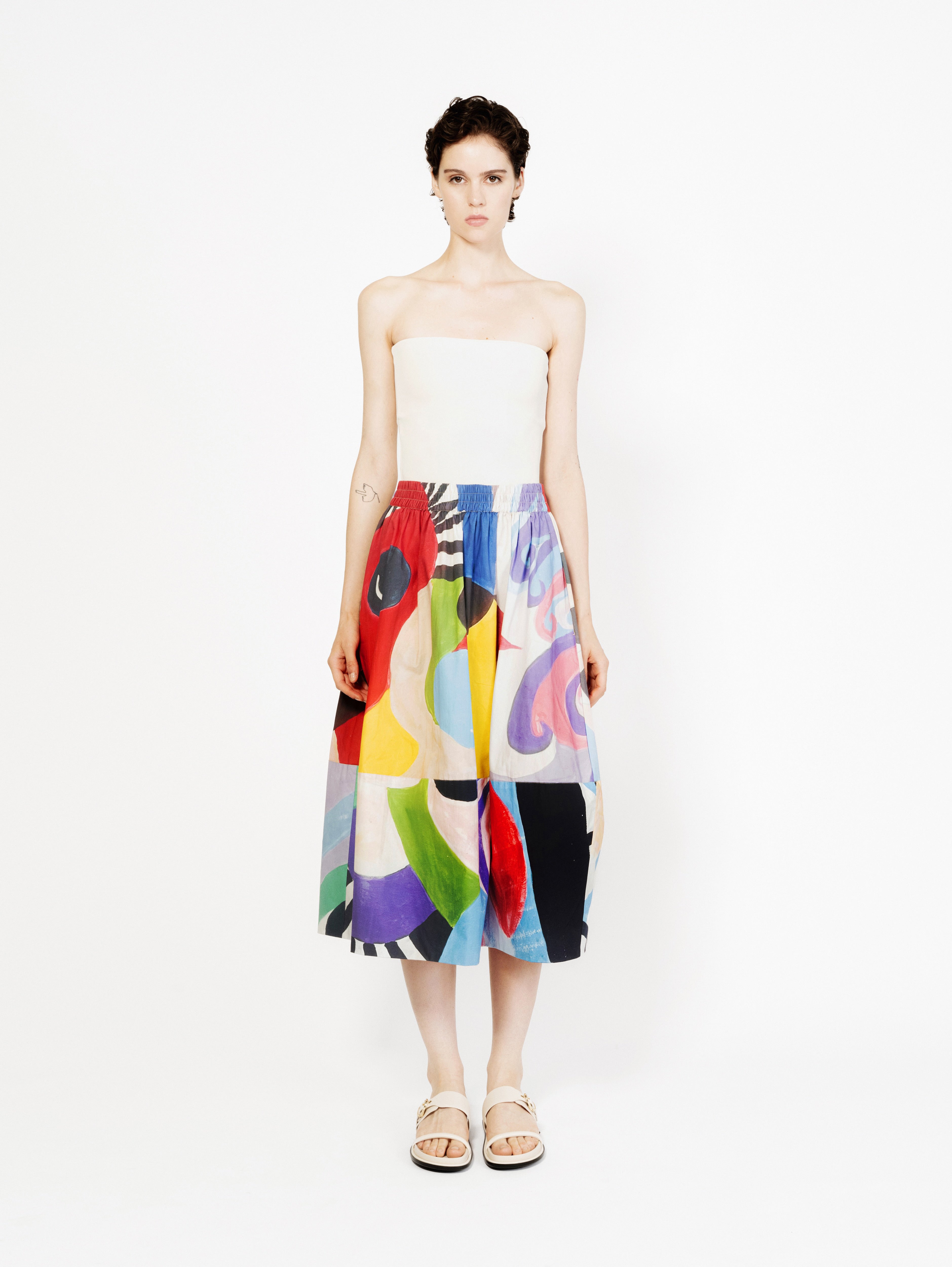 Talking Walls juju ultra brite A-line midi skirt ultra brite