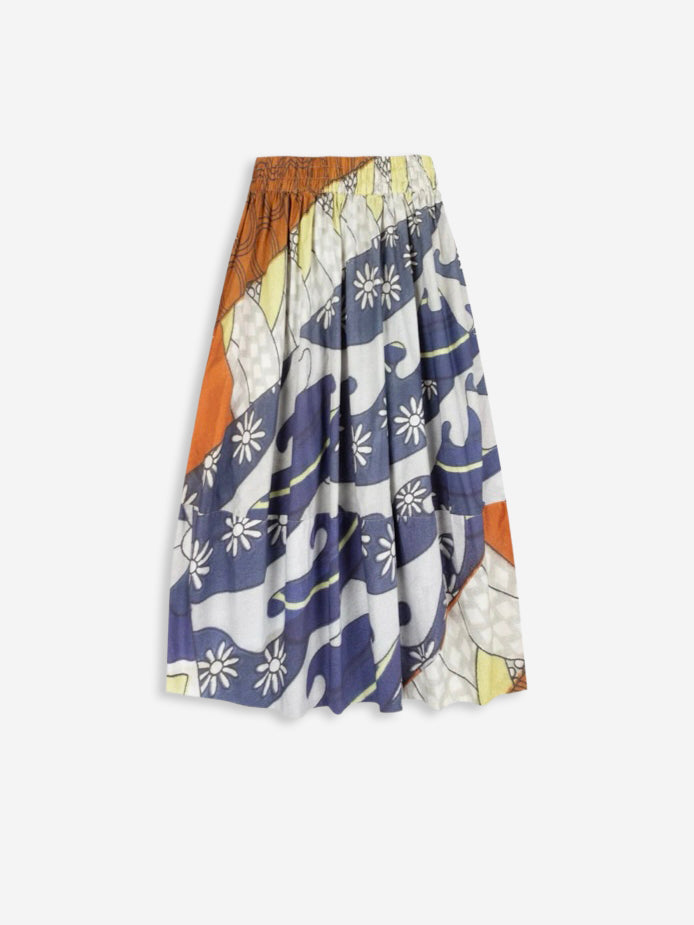 Talking Walls juju waves A-line midi skirt waves