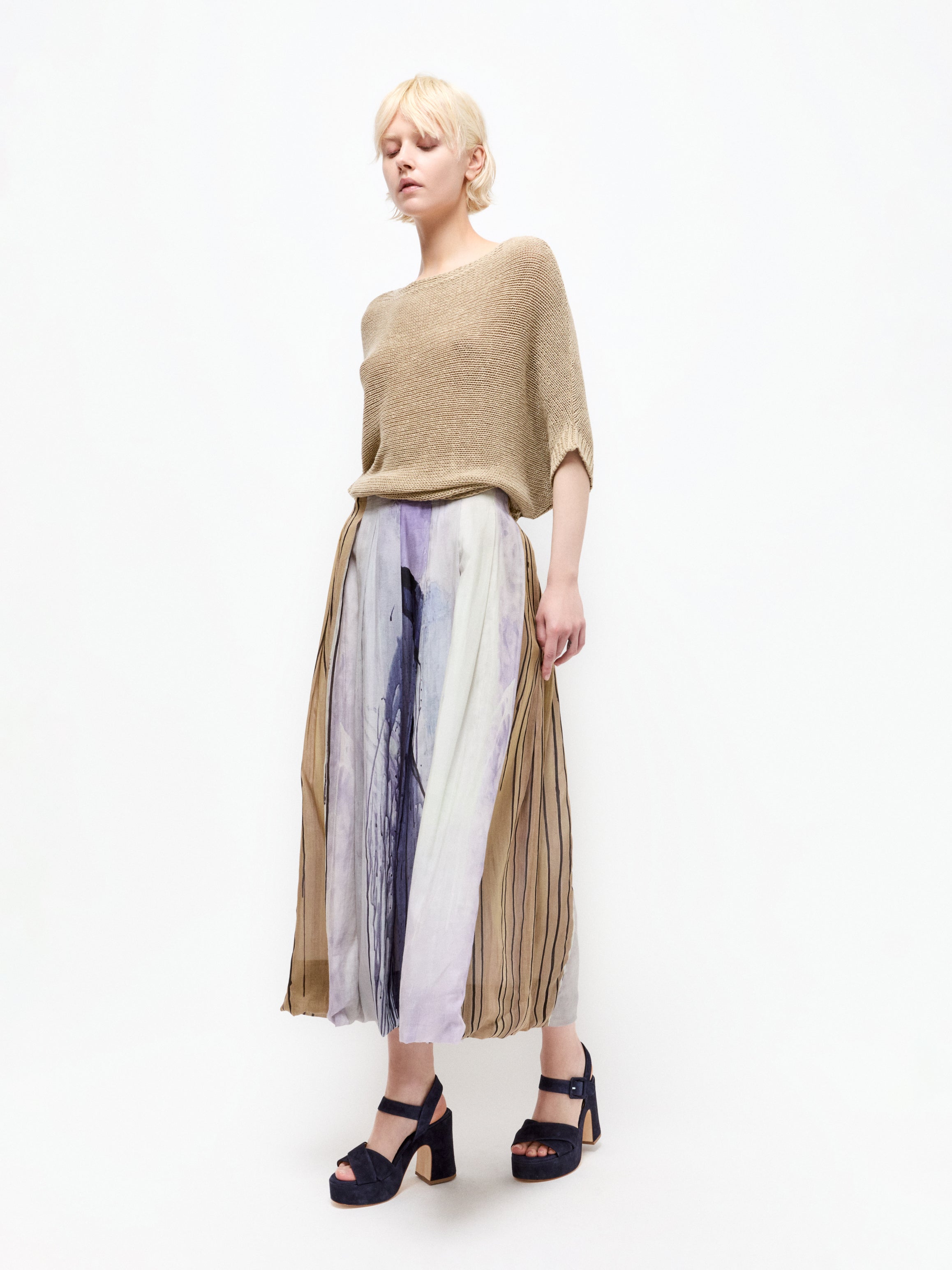 Talking Walls lily purple haze pleated long skirt purple haze