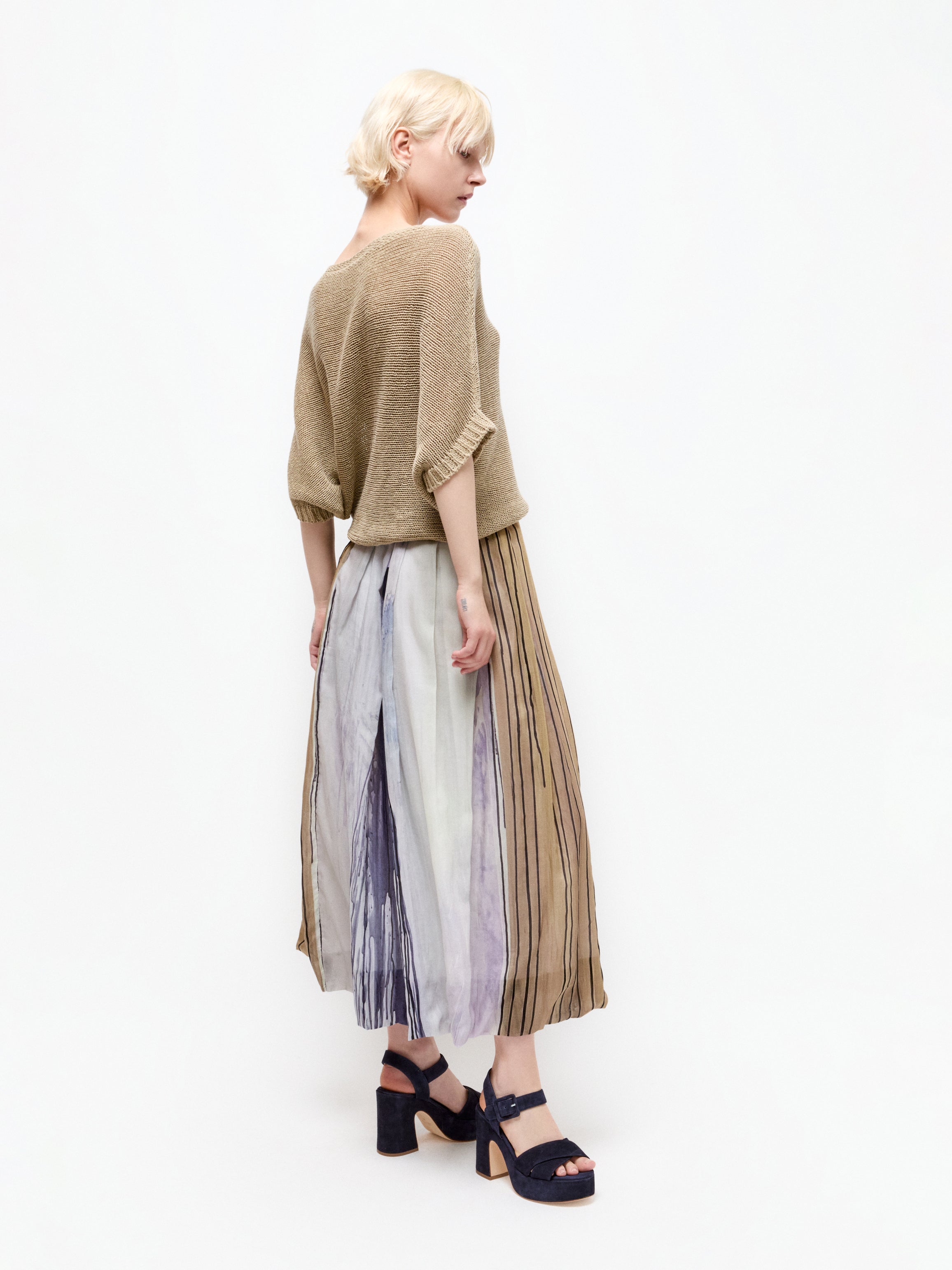 Talking Walls lily purple haze pleated long skirt purple haze