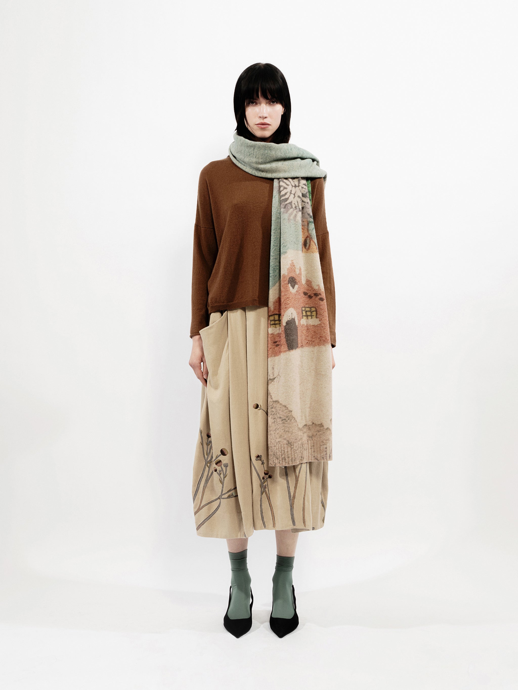 Talking Walls lina snow knitted rectangular scarf snow
