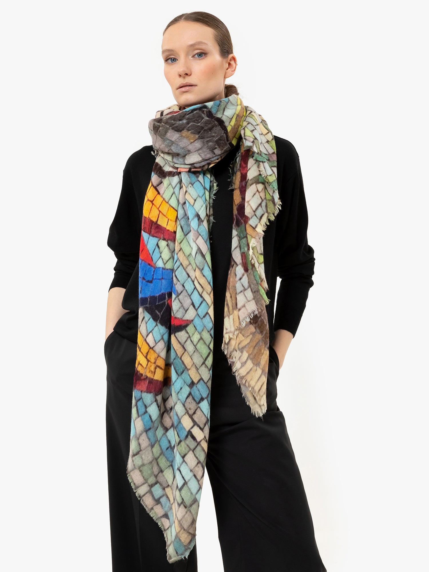 Talking Walls mantis single face Single faced square-shaped blanket scarf caffe fiorio