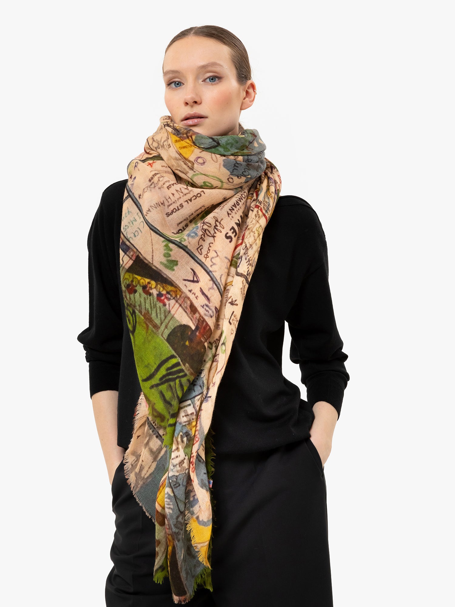 Talking Walls mantis single face Single faced square-shaped blanket scarf subways