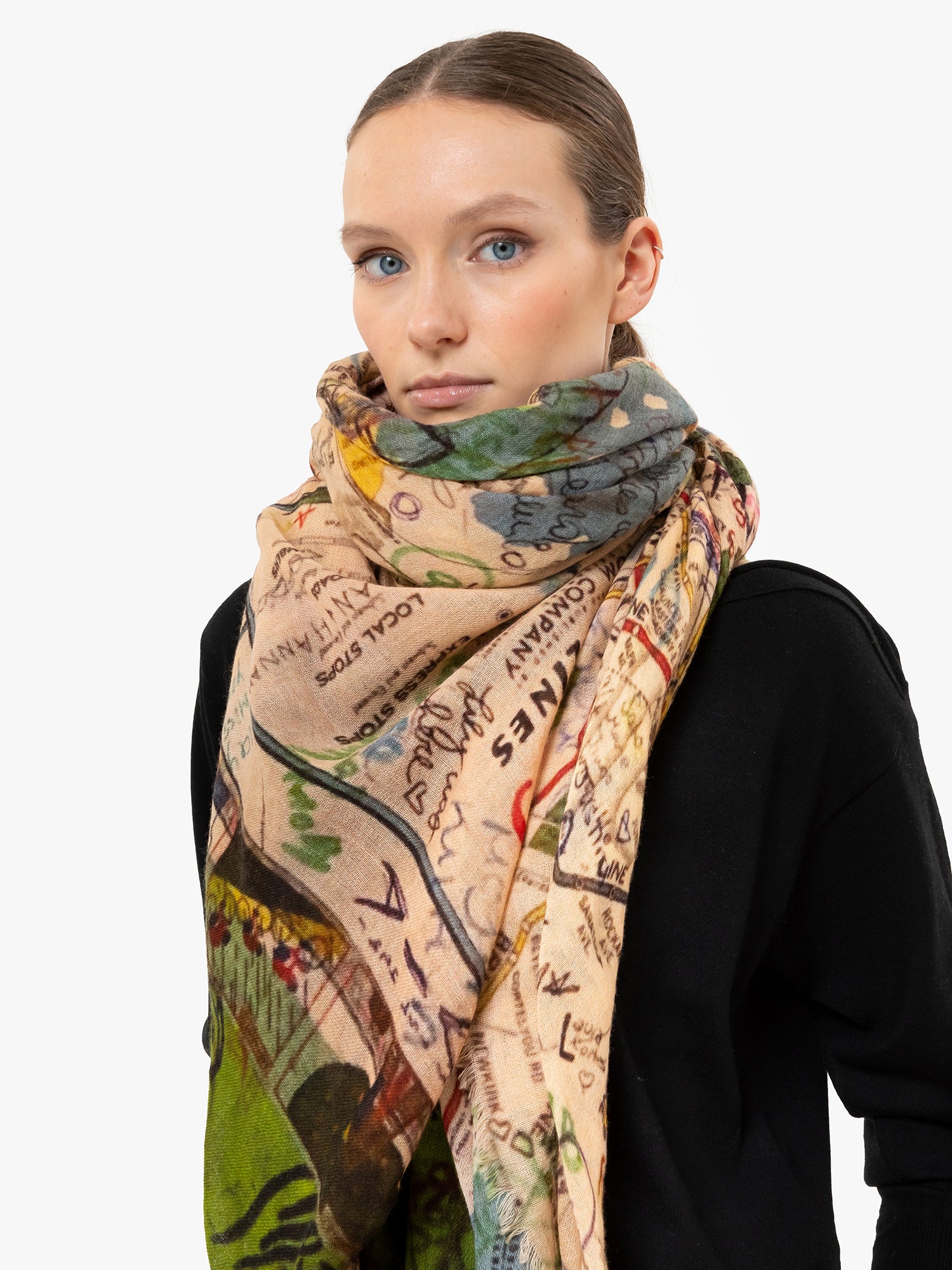 Talking Walls mantis single face Single faced square-shaped blanket scarf subways
