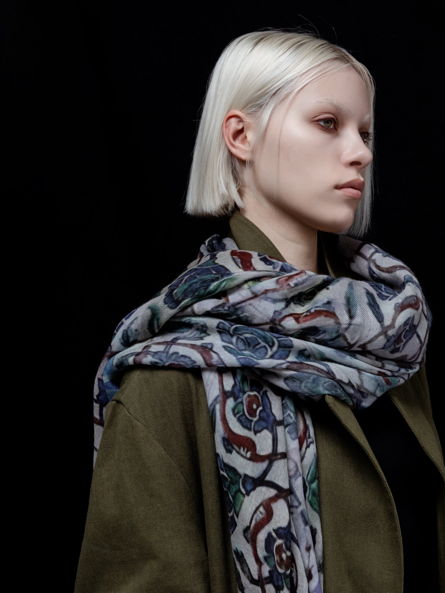 Talking Walls nova cobalt single face square scarf cobalt