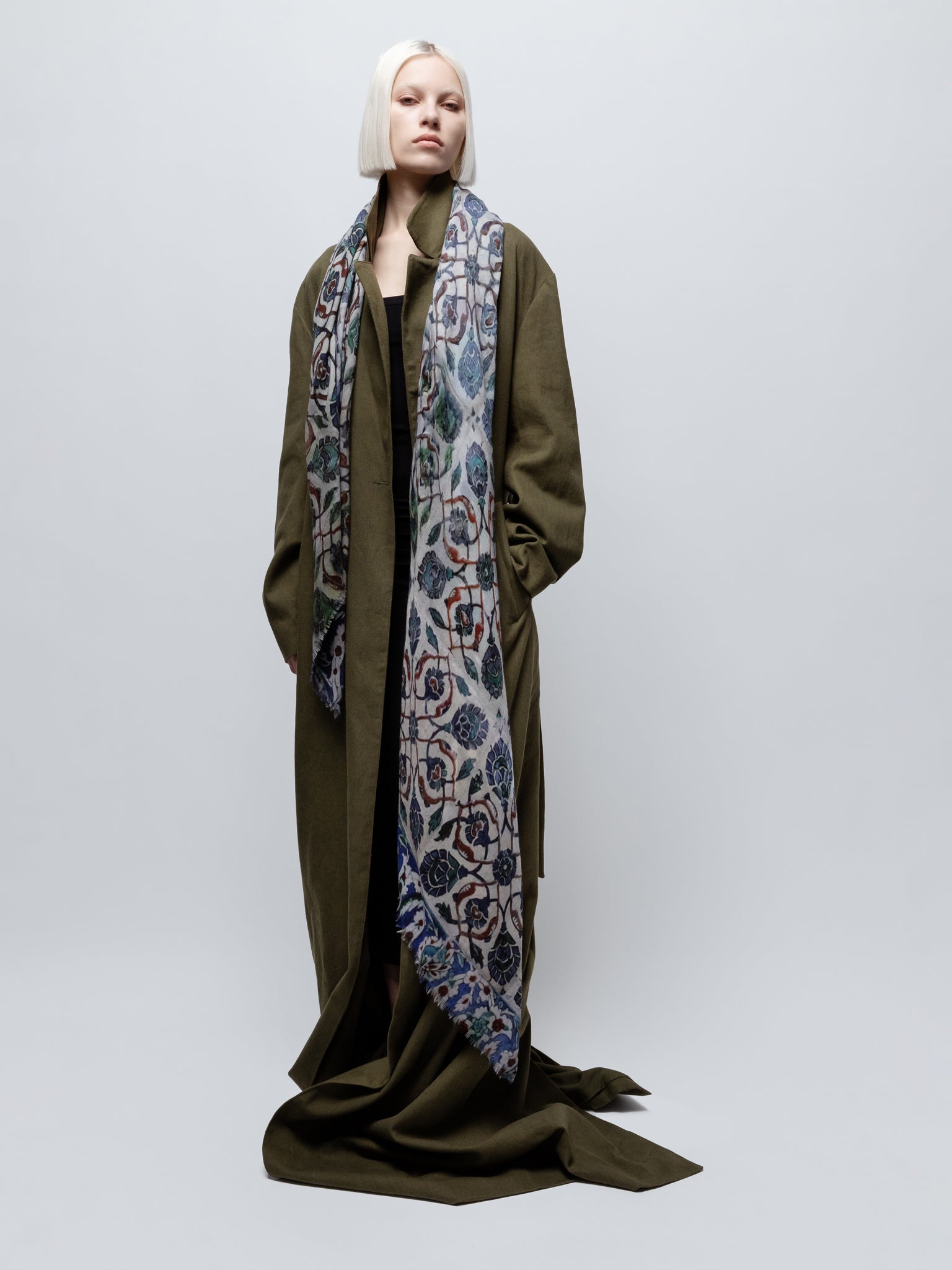 Talking Walls nova cobalt single face square scarf cobalt