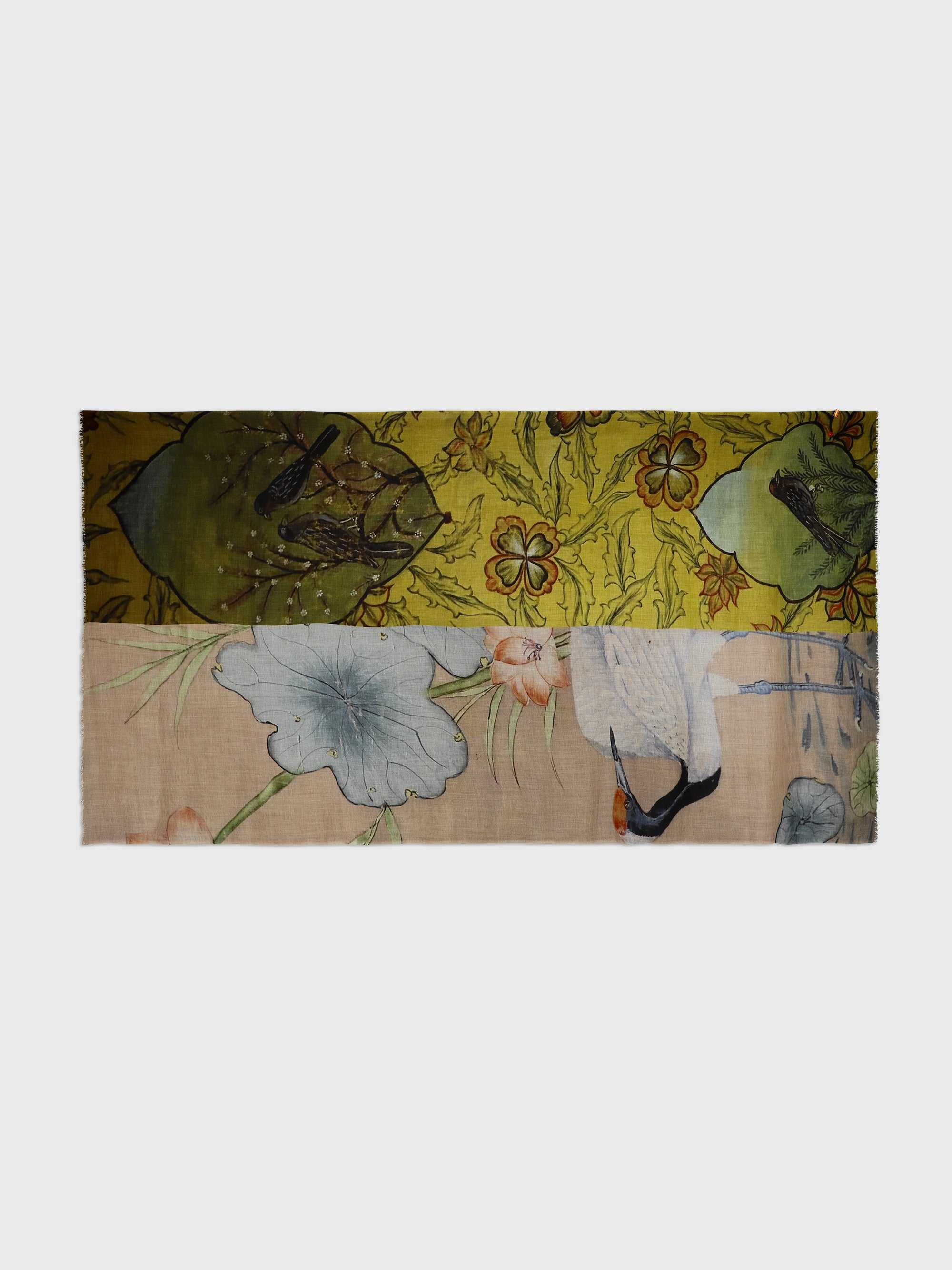 Talking Walls yoko single face single face rectangular scarf crane and finch