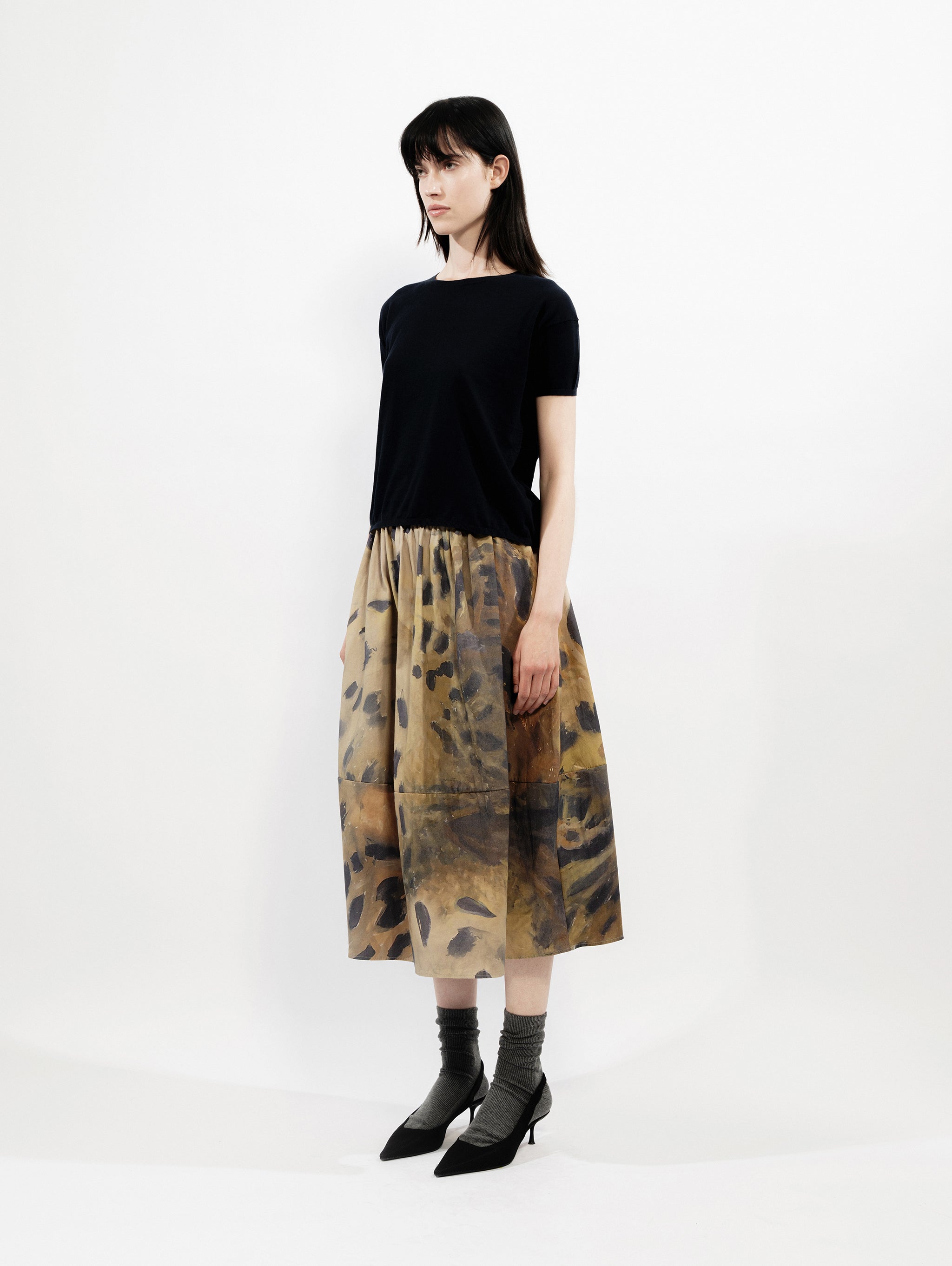 Talking Walls zaza leopard A-line midi skirt leopard