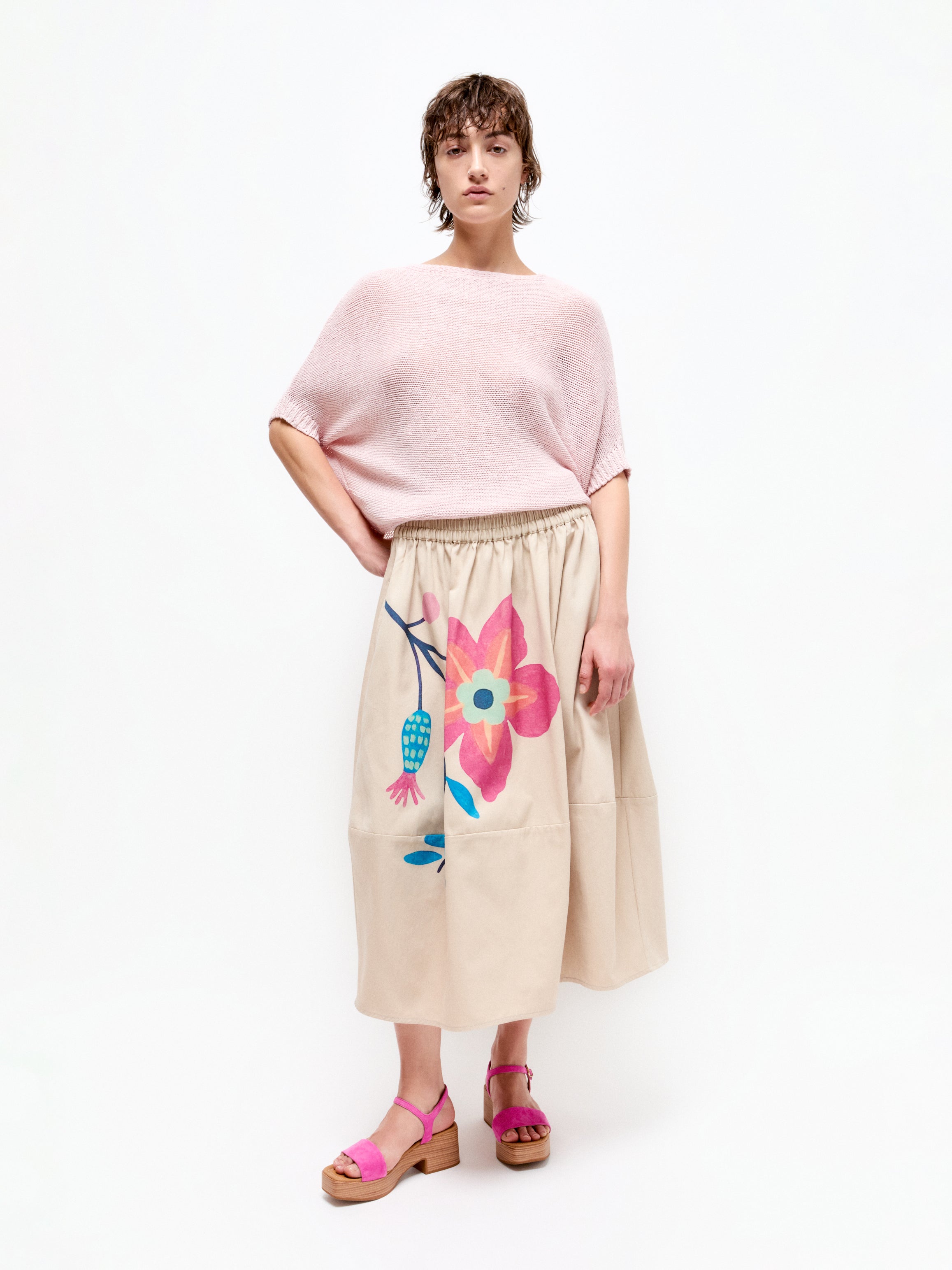 Talking Walls zaza rosy A-line midi skirt rosy