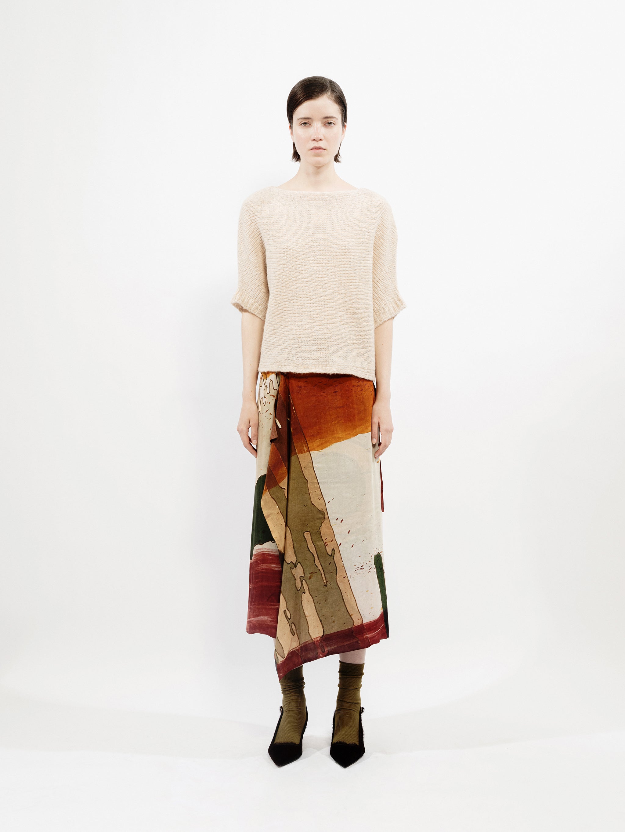 Talking Walls zoé arlatan Midi double sided, reversible wrap skirt arlatan