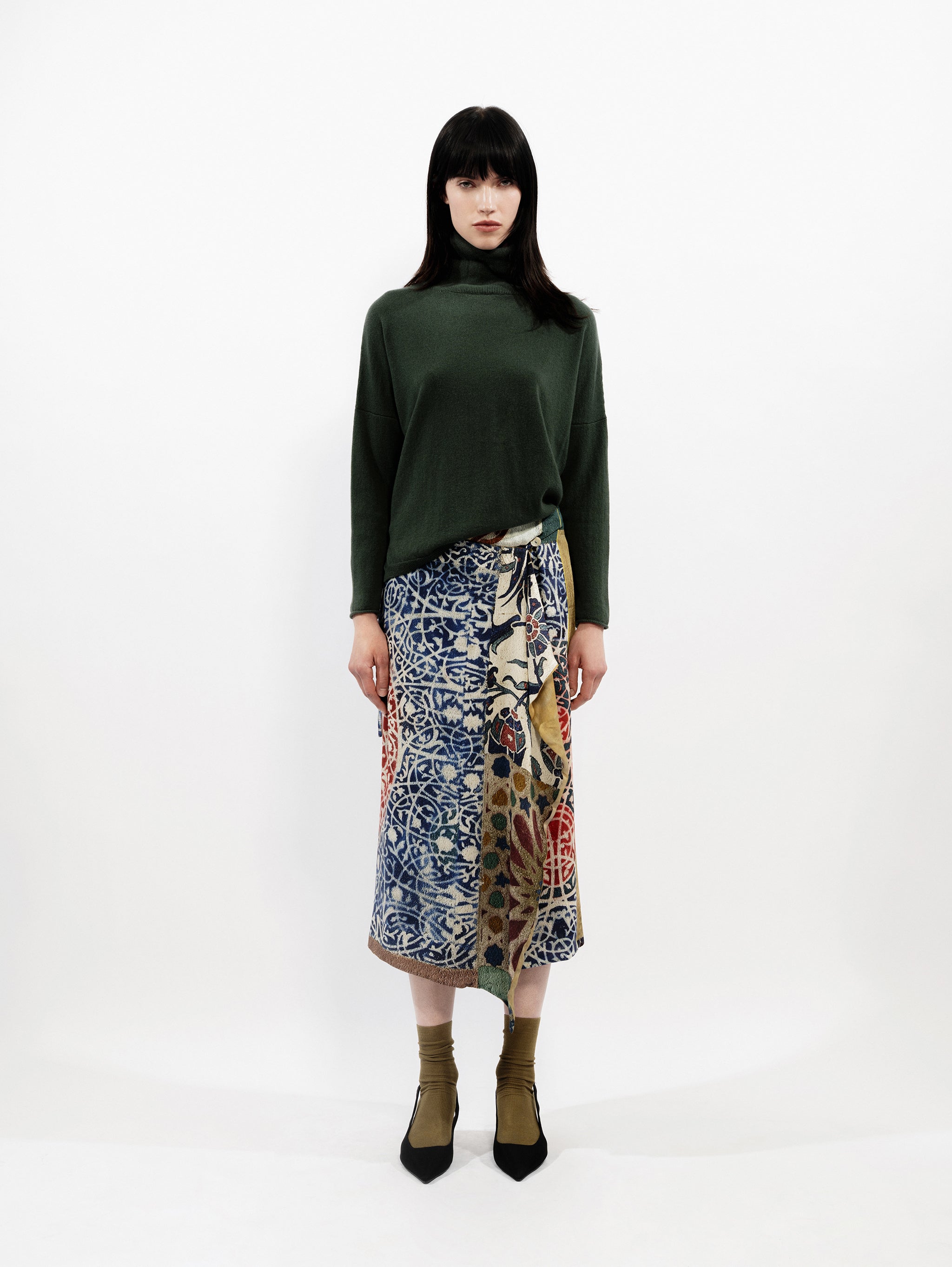 Talking Walls zoé crimson Midi double sided, reversible wrap skirt crimson