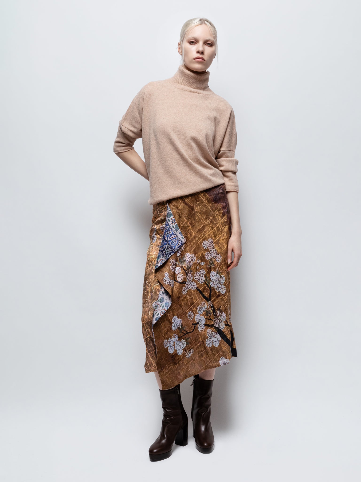 Talking Walls zoé hana cobalt midi double sided reversible wrap skirt hana cobalt